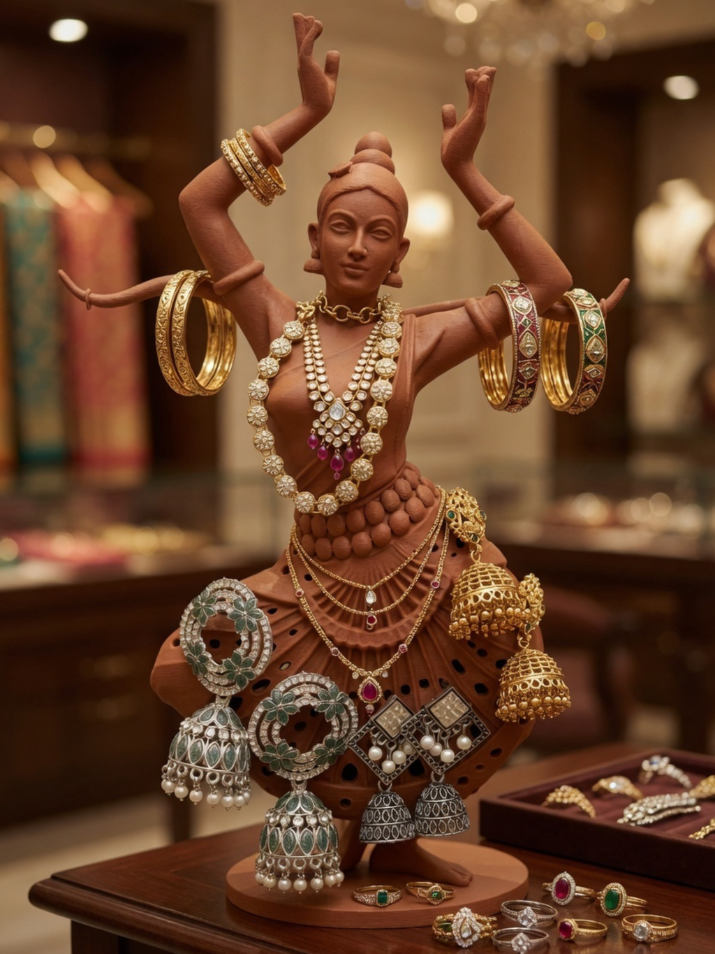 Bharatanatyam Jewellery Stand for Earrings, Bangles & Necklaces | Premium Indian Jewelry Holder Decor