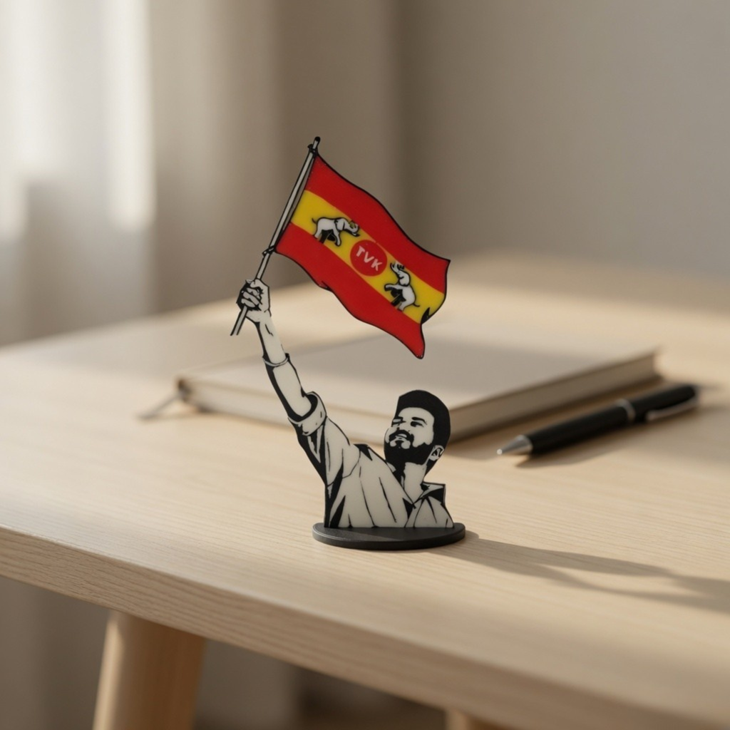 TVK Vijay Flag Desk Idol – Desk Decor for Fans | Desk Showpiece