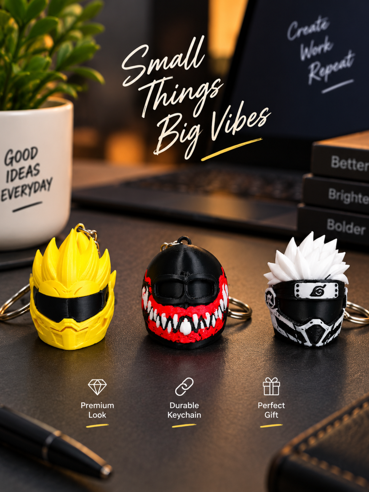 Biker Keychain | Anime Style Motorcycle Keychain for Bike & Car Keys