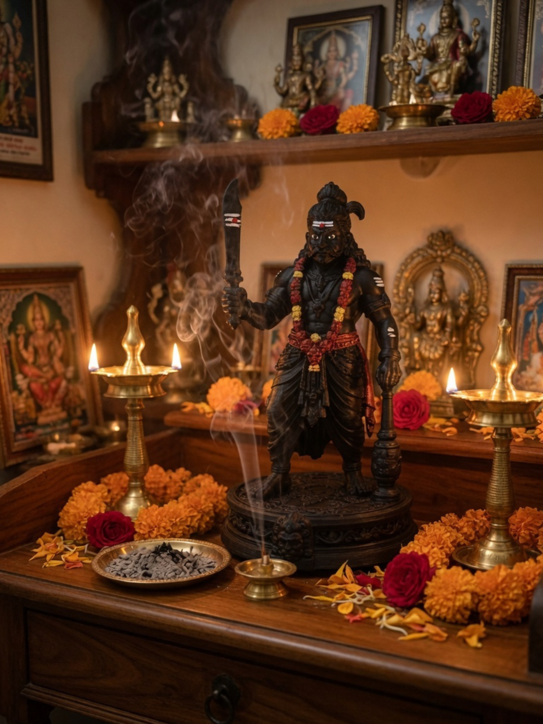 Karuppasamy Spiritual Decor Statue | Tamil Guardian God Idol for Home & Desk