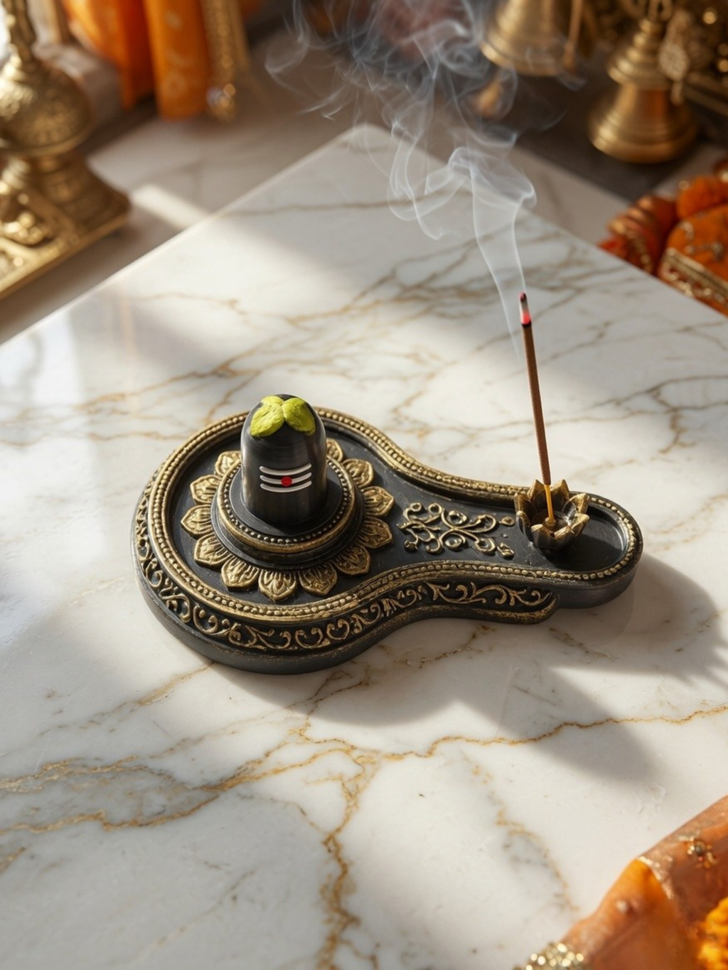 Shiva Lingam Incense Holder for Pooja Room | Spiritual Home Décor & Mahadev Gift