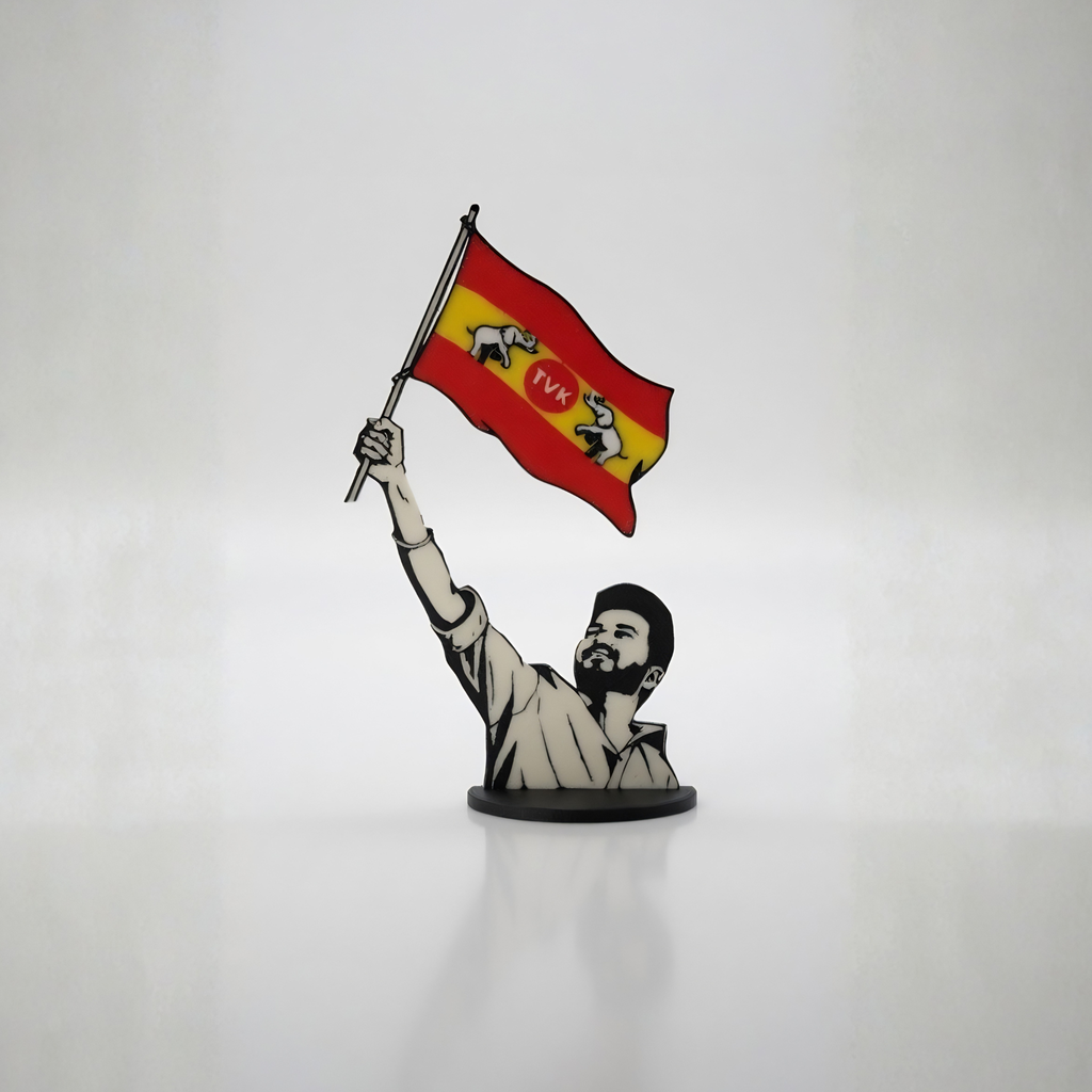 TVK Vijay Flag Desk Idol – Desk Decor for Fans | Desk Showpiece