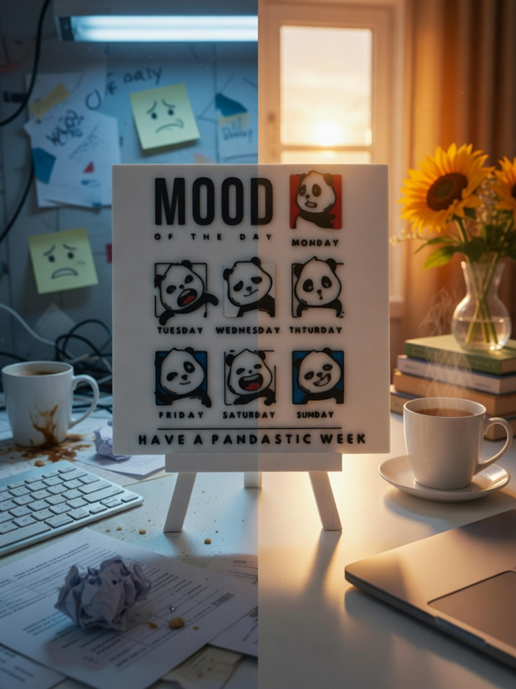 Mood of the Week Panda Desk Decor Frame for Office & Home