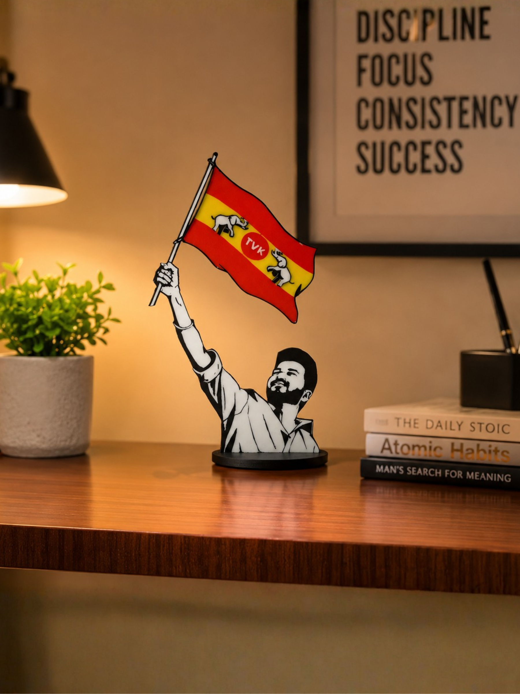 TVK Vijay Flag Desk Idol – Desk Decor for Fans | Desk Showpiece