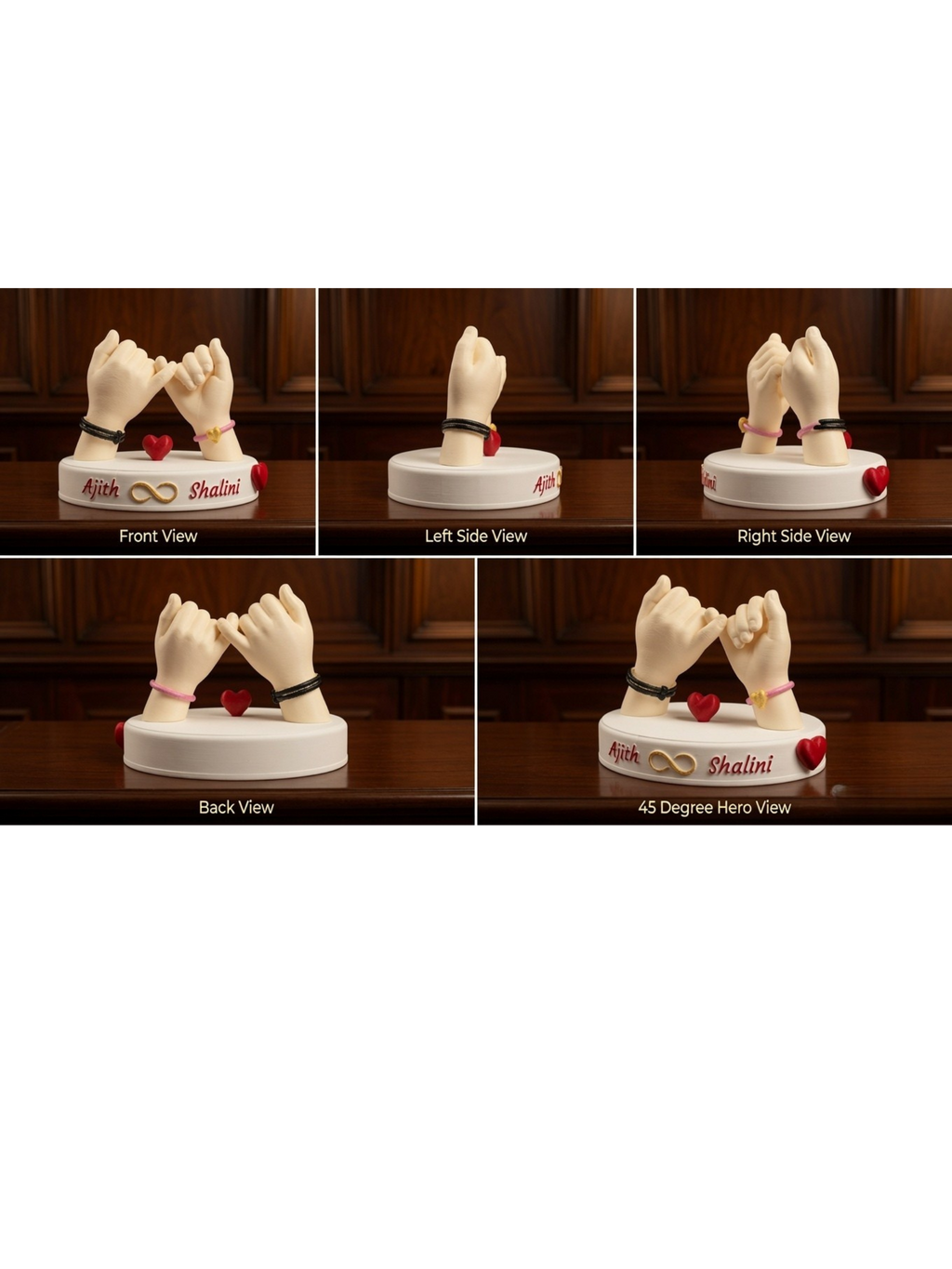 Personalized Pinky Promise Couple Sculpture with Custom Names | Romantic Gift for Couples