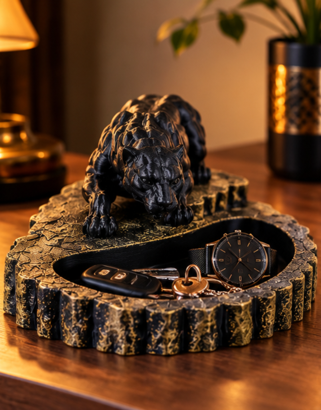 Panther Jewelry Holder | Luxury Black Panther Ring & Bracelet Organizer