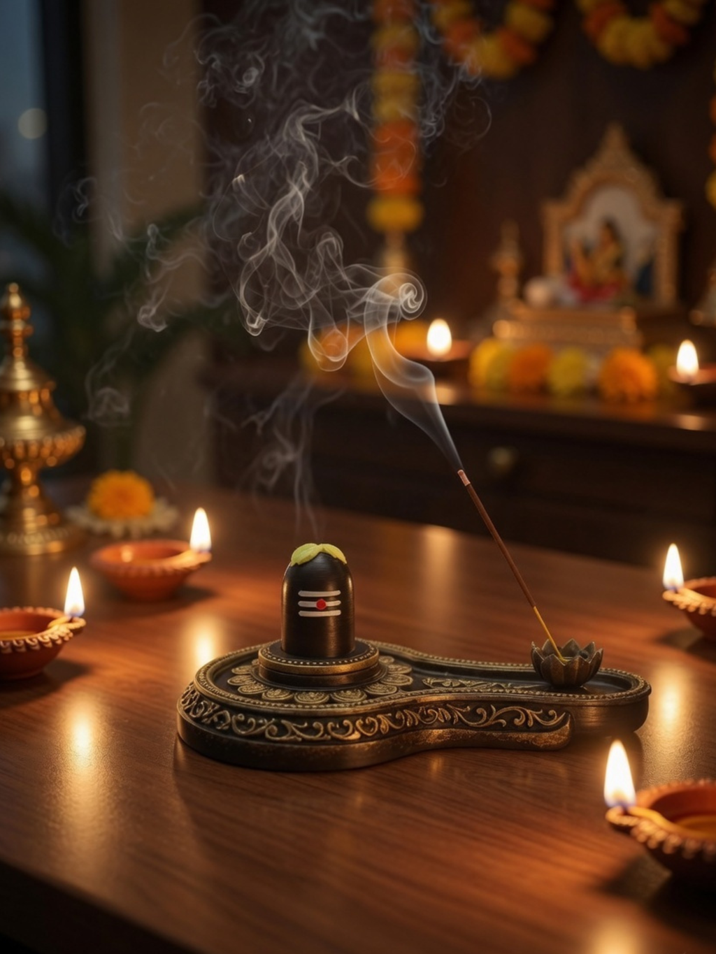 Shiva Lingam Incense Holder for Pooja Room | Spiritual Home Décor & Mahadev Gift