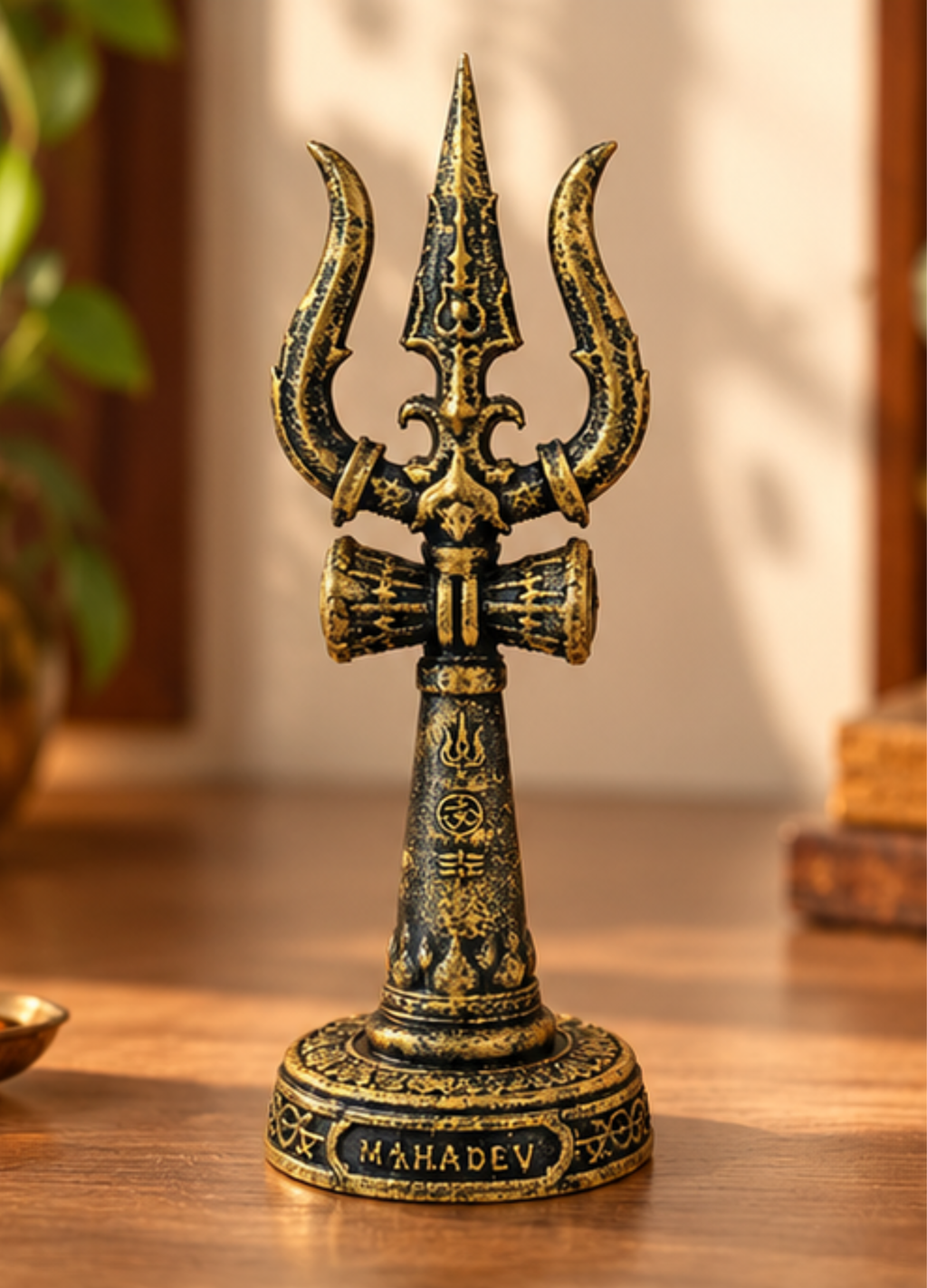 Mahadev Trishool | Antique Black & Gold Shiva Trishul for Home