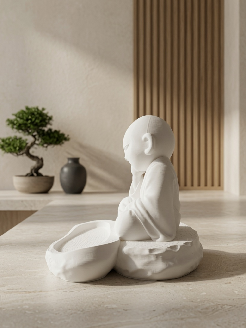 Sleeping Zen Monk Key Holder Tray | Cute Entryway Catchall Organizer for Keys, Coins & Accessories | Minimalist Home Decor | DesiDecors