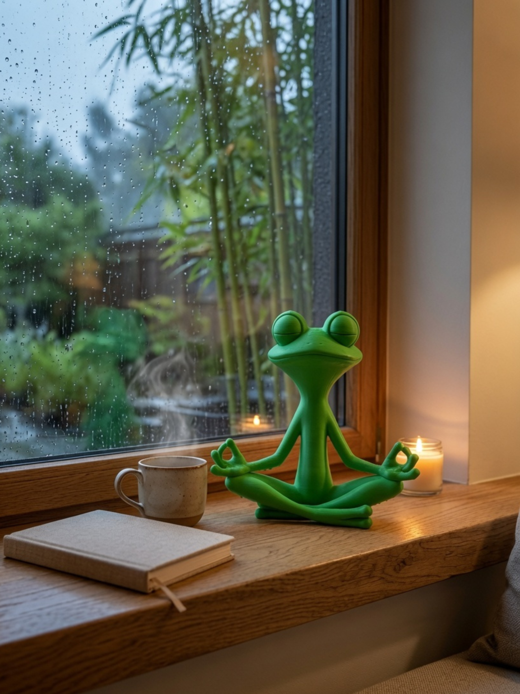 Zen Vibe Meditation Frog Statue | Cute Yoga Frog Desk Decor | Relaxing Home & Office Decoration | Mindfulness Gift | DesiDecors