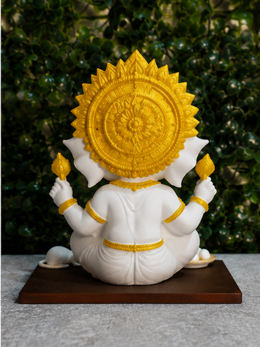 Premium Ganesha Idol for Home & Pooja Room | White & Gold Ganesh Murti | 12 cm | Aatman Arts