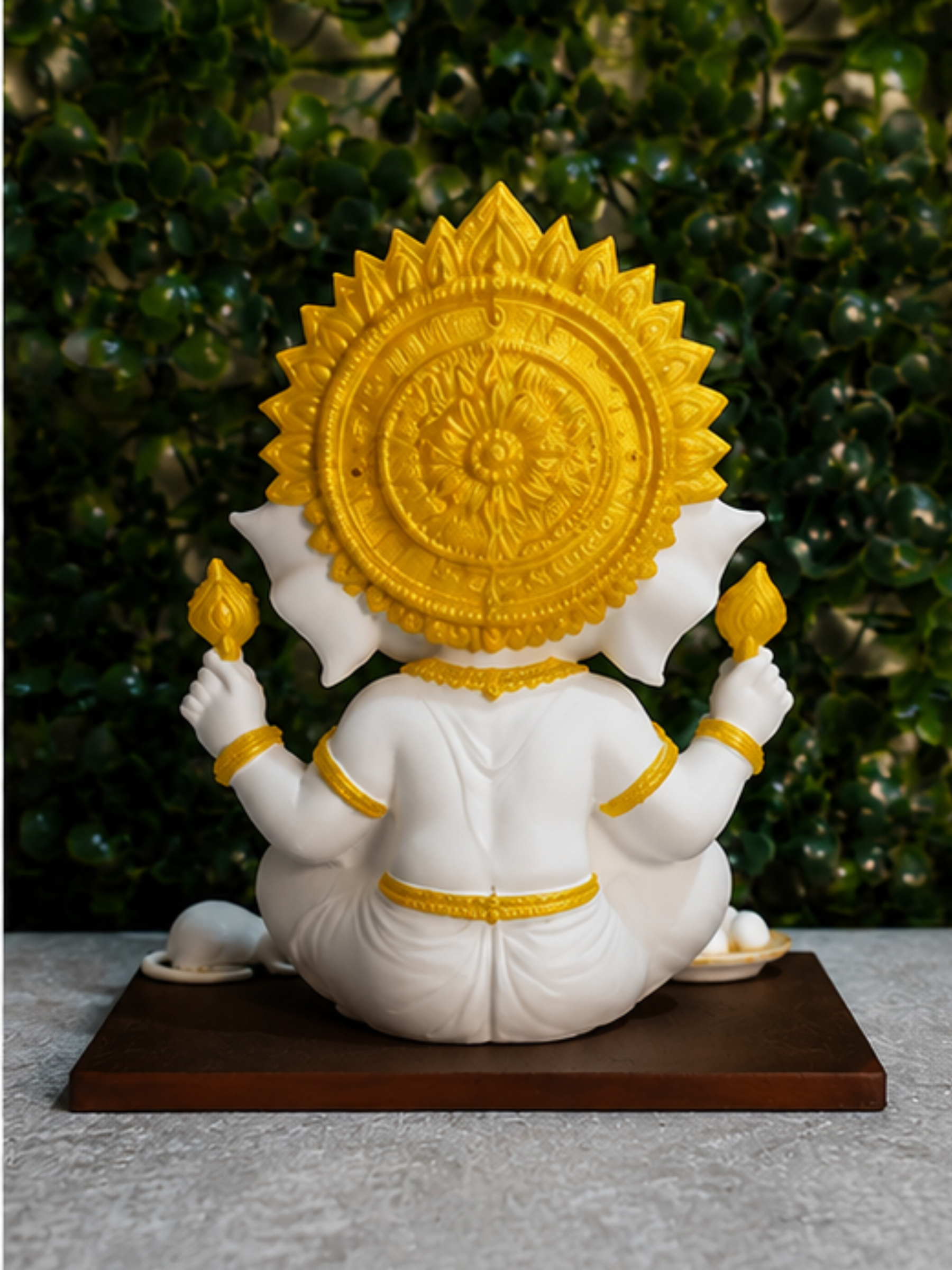 Premium Ganesha Idol for Home & Pooja Room | White & Gold Ganesh Murti | 12 cm | Aatman Arts