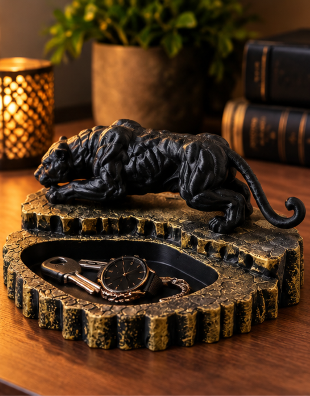 Panther Jewelry Holder | Luxury Black Panther Ring & Bracelet Organizer