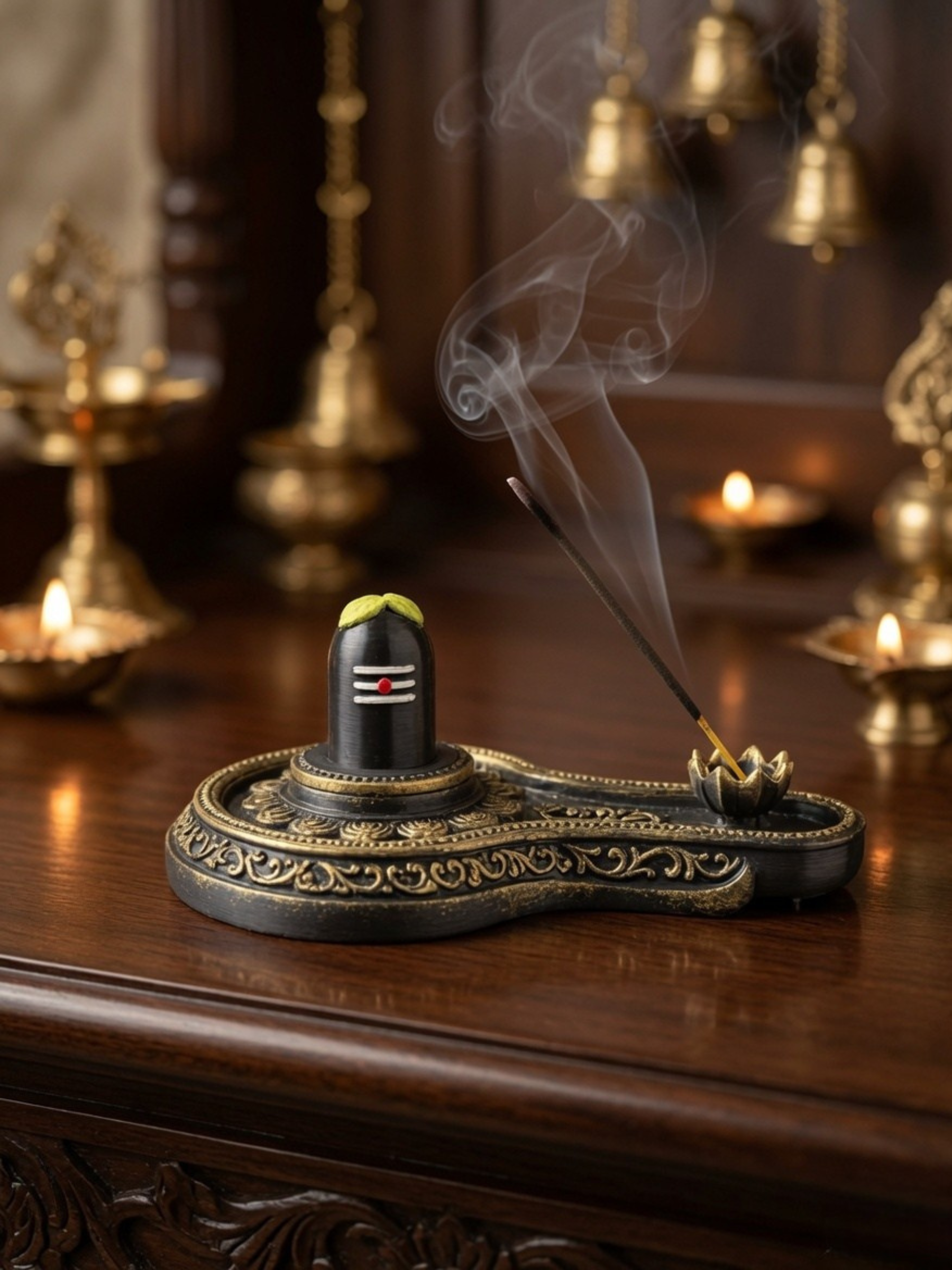 Shiva Lingam Incense Holder for Pooja Room | Spiritual Home Décor & Mahadev Gift