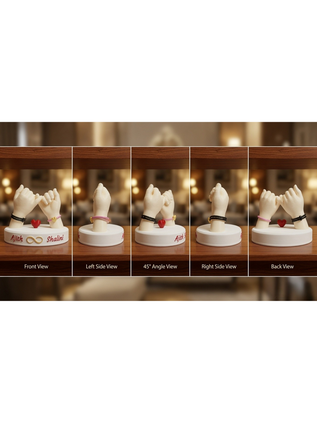 Personalized Pinky Promise Couple Sculpture with Custom Names | Romantic Gift for Couples