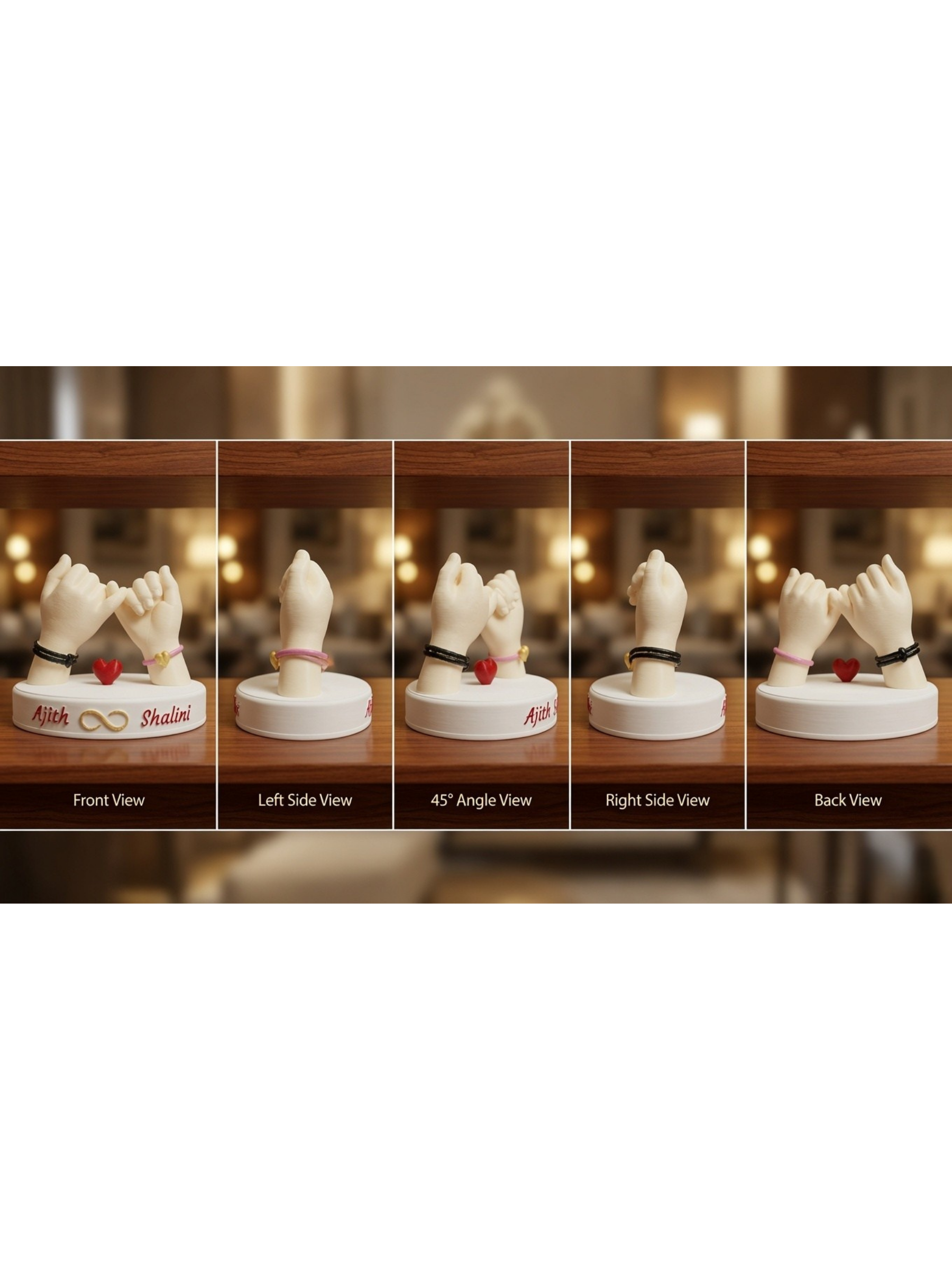 Personalized Pinky Promise Couple Sculpture with Custom Names | Romantic Gift for Couples