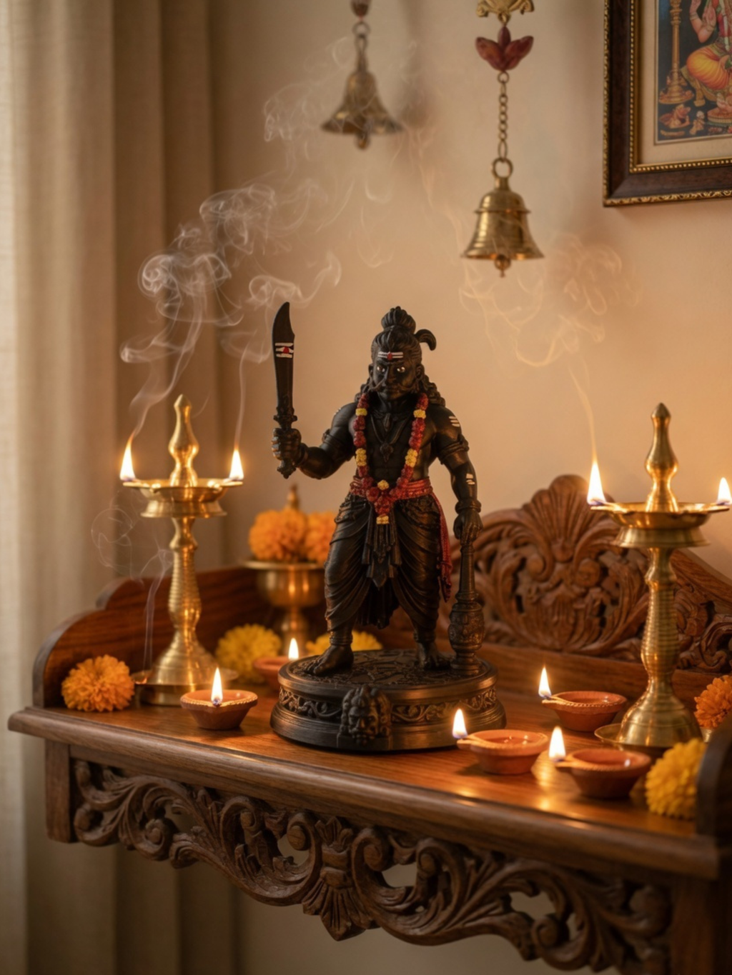 Karuppasamy Spiritual Decor Statue | Tamil Guardian God Idol for Home & Desk