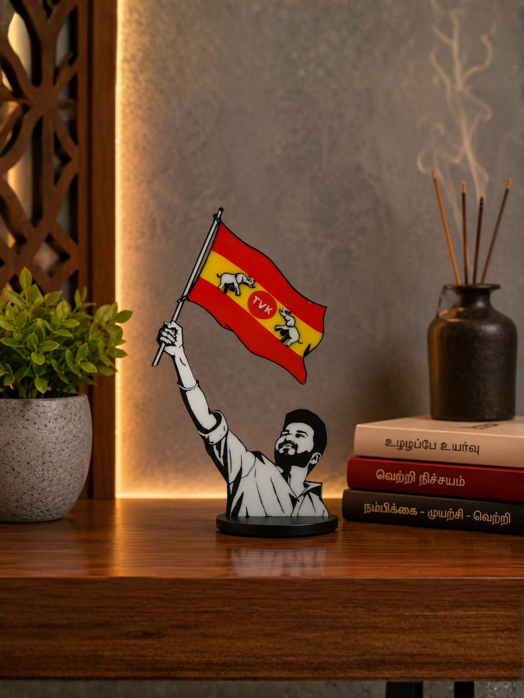TVK Vijay Flag Desk Idol – Desk Decor for Fans | Desk Showpiece