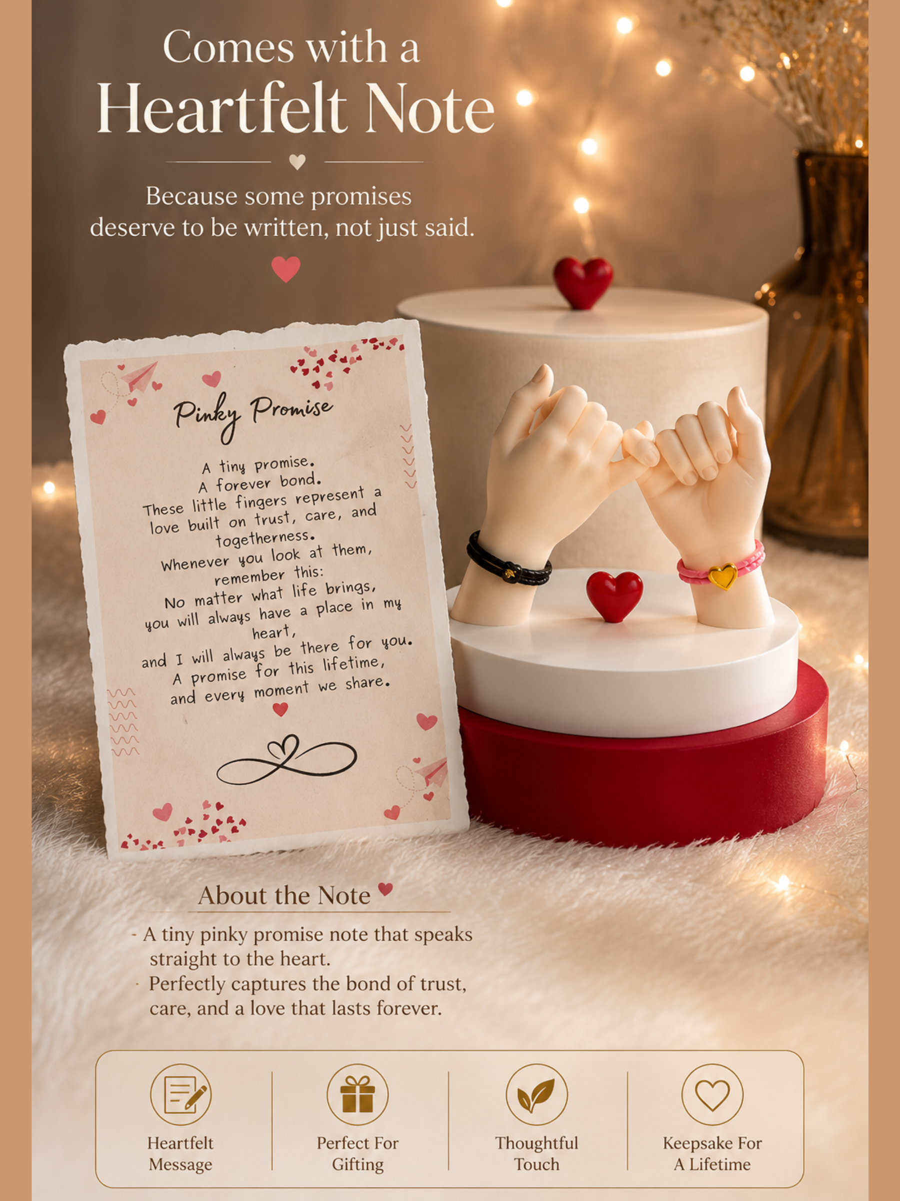 Personalized Pinky Promise Couple Gift with Custom Names | Romantic Anniversary Gift for Boyfriend, Girlfriend, Husband & Wife | Custom Home Decor | DesiDecors