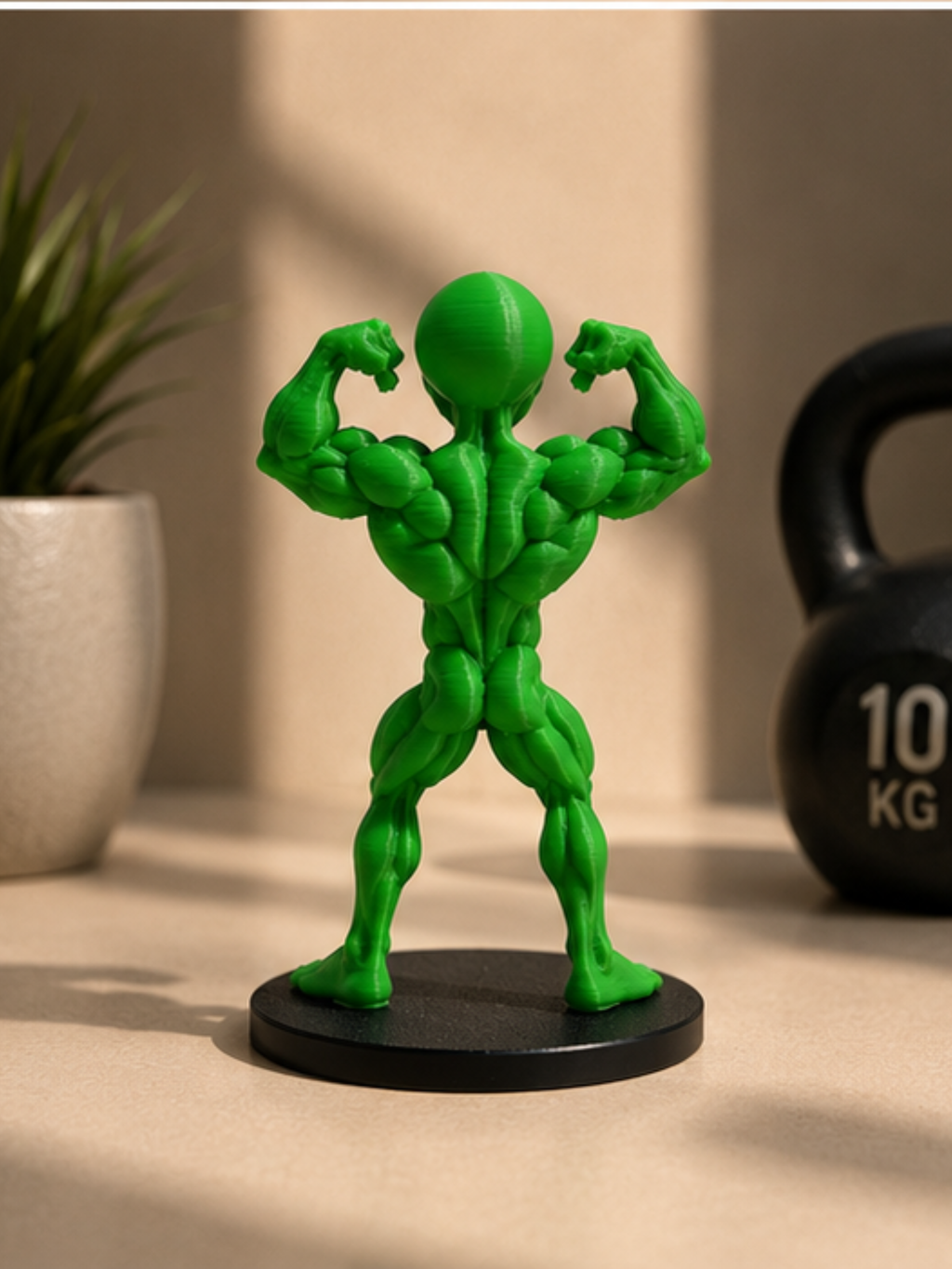 Alien Bodybuilder Statue | Gym Motivation Desk Decor | Fitness Room Figurine | Bodybuilding Gift | Home & Office Decor | DesiDecors
