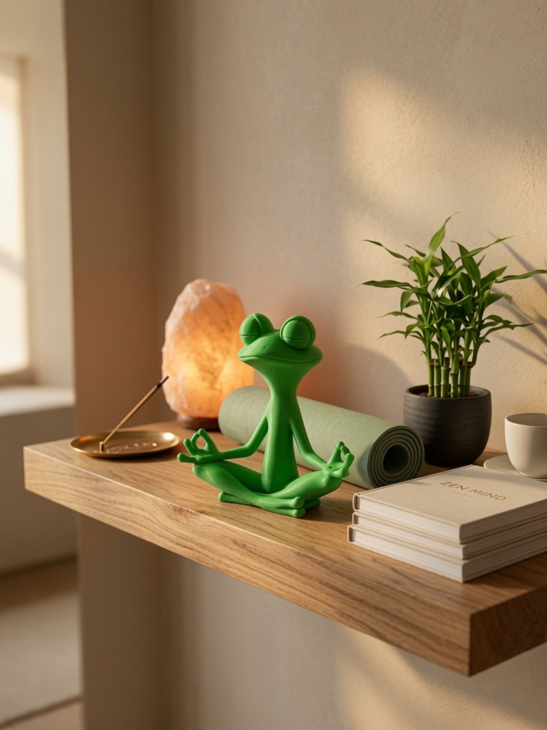 Zen Vibe Meditation Frog Statue | Cute Yoga Frog Desk Decor | Relaxing Home & Office Decoration | Mindfulness Gift | DesiDecors