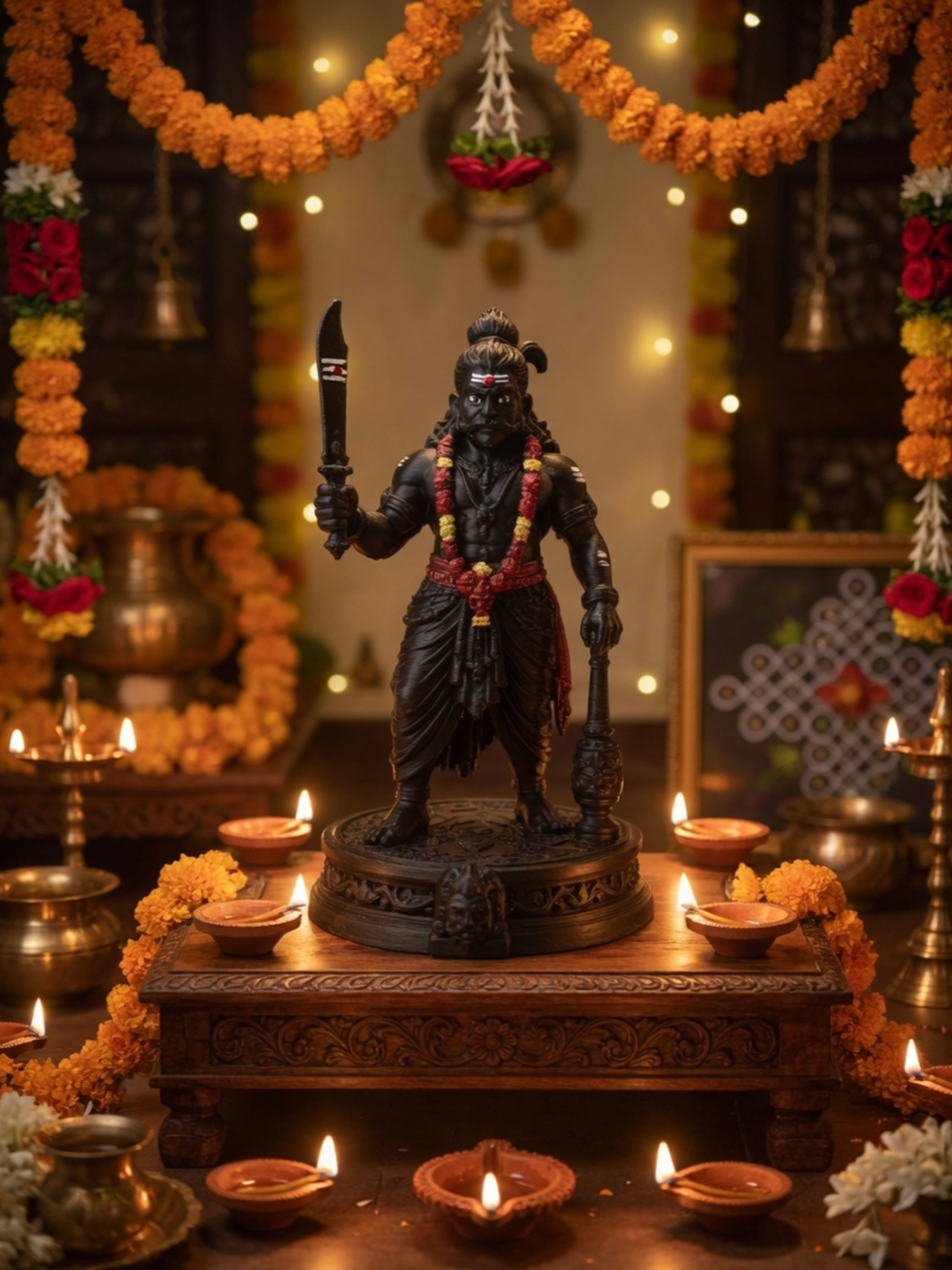 Karuppasamy Spiritual Decor Statue | Tamil Guardian God Idol for Home & Desk
