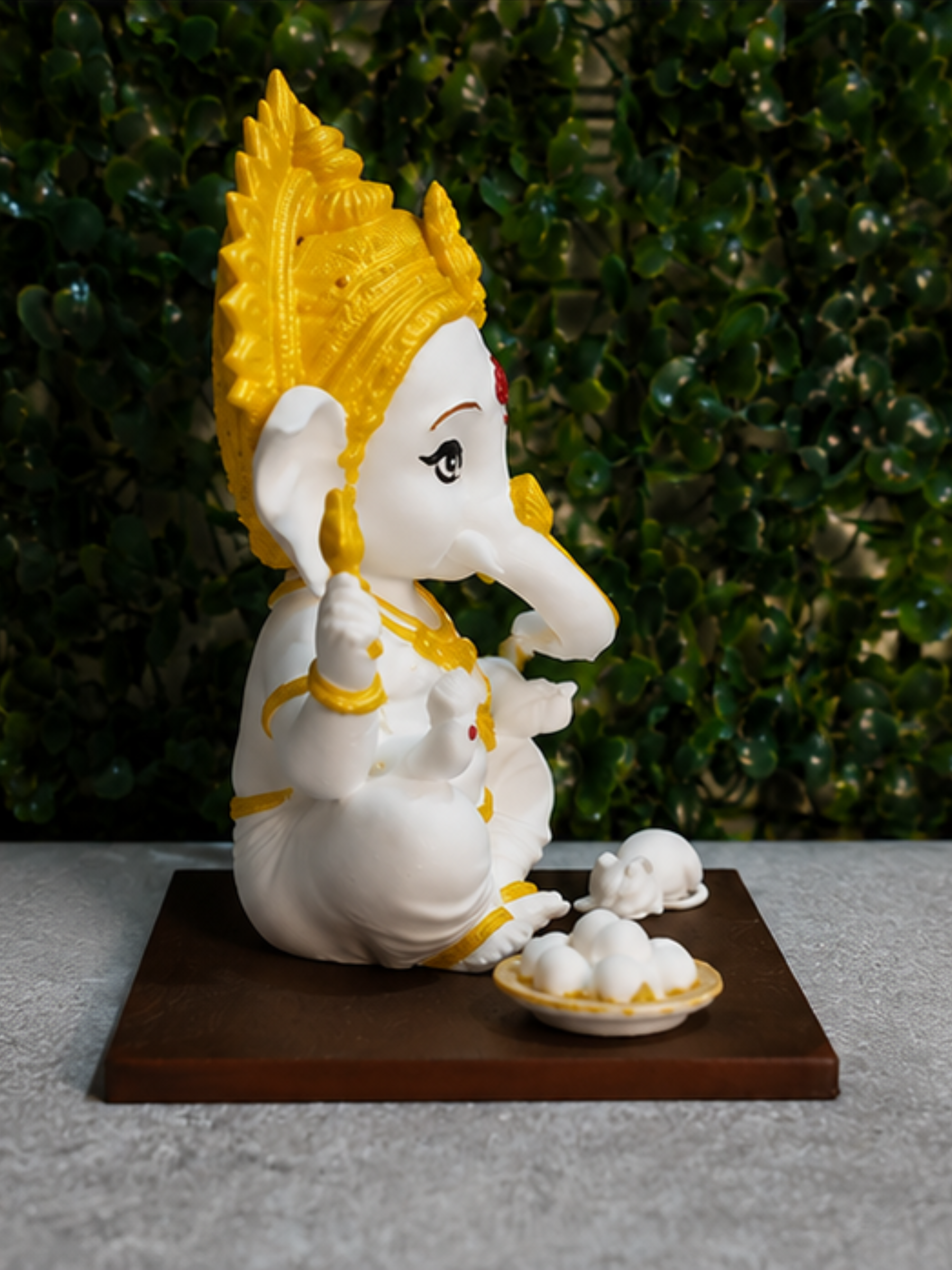 Premium Ganesha Idol for Home & Pooja Room | White & Gold Ganesh Murti | 12 cm | Aatman Arts