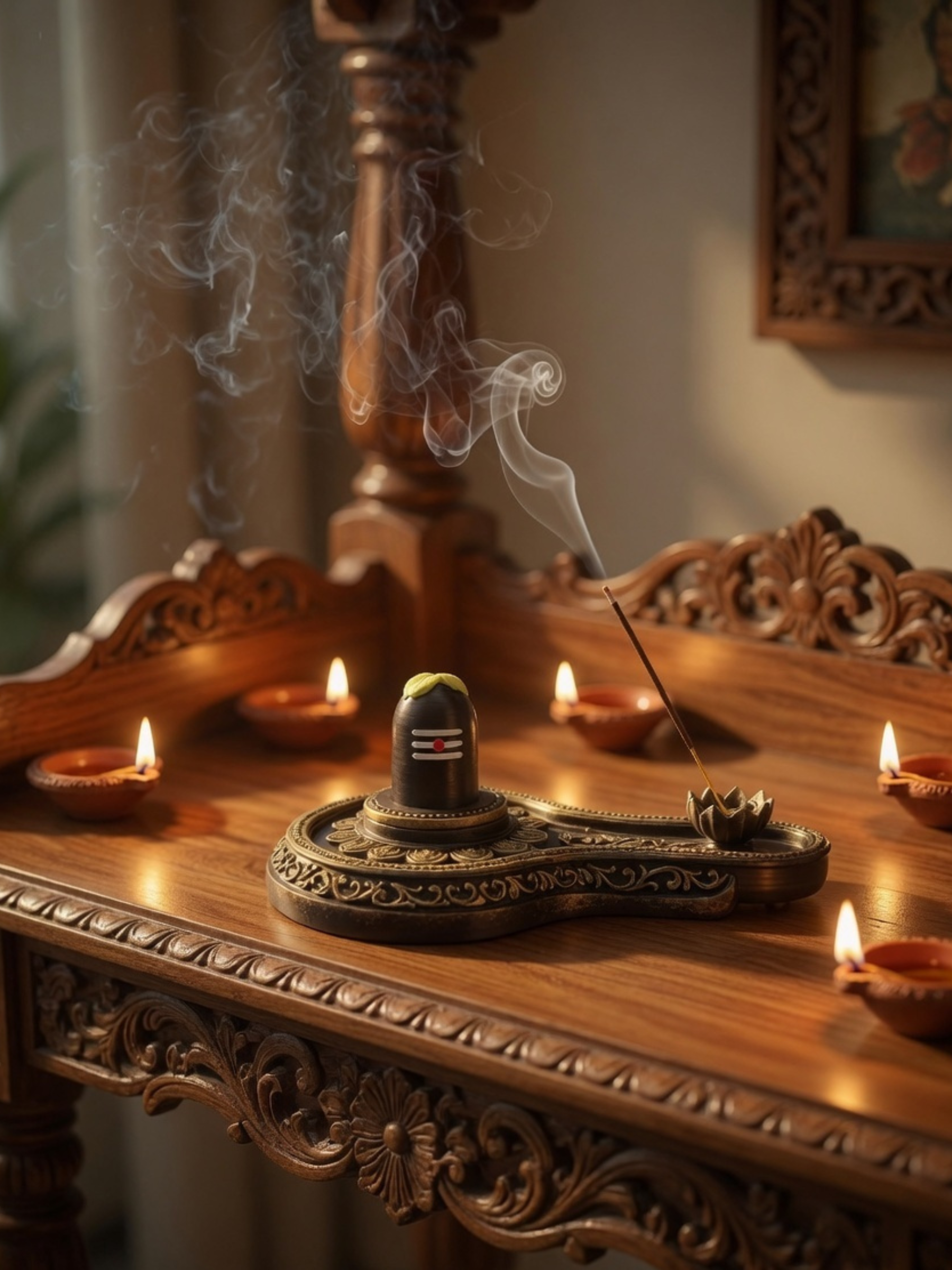 Shiva Lingam Incense Holder for Pooja Room | Spiritual Home Décor & Mahadev Gift
