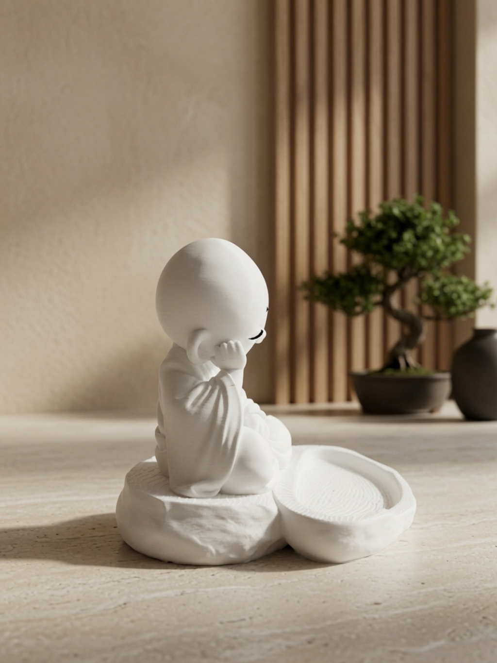 Sleeping Zen Monk Key Holder Tray | Cute Entryway Catchall Organizer for Keys, Coins & Accessories | Minimalist Home Decor | DesiDecors