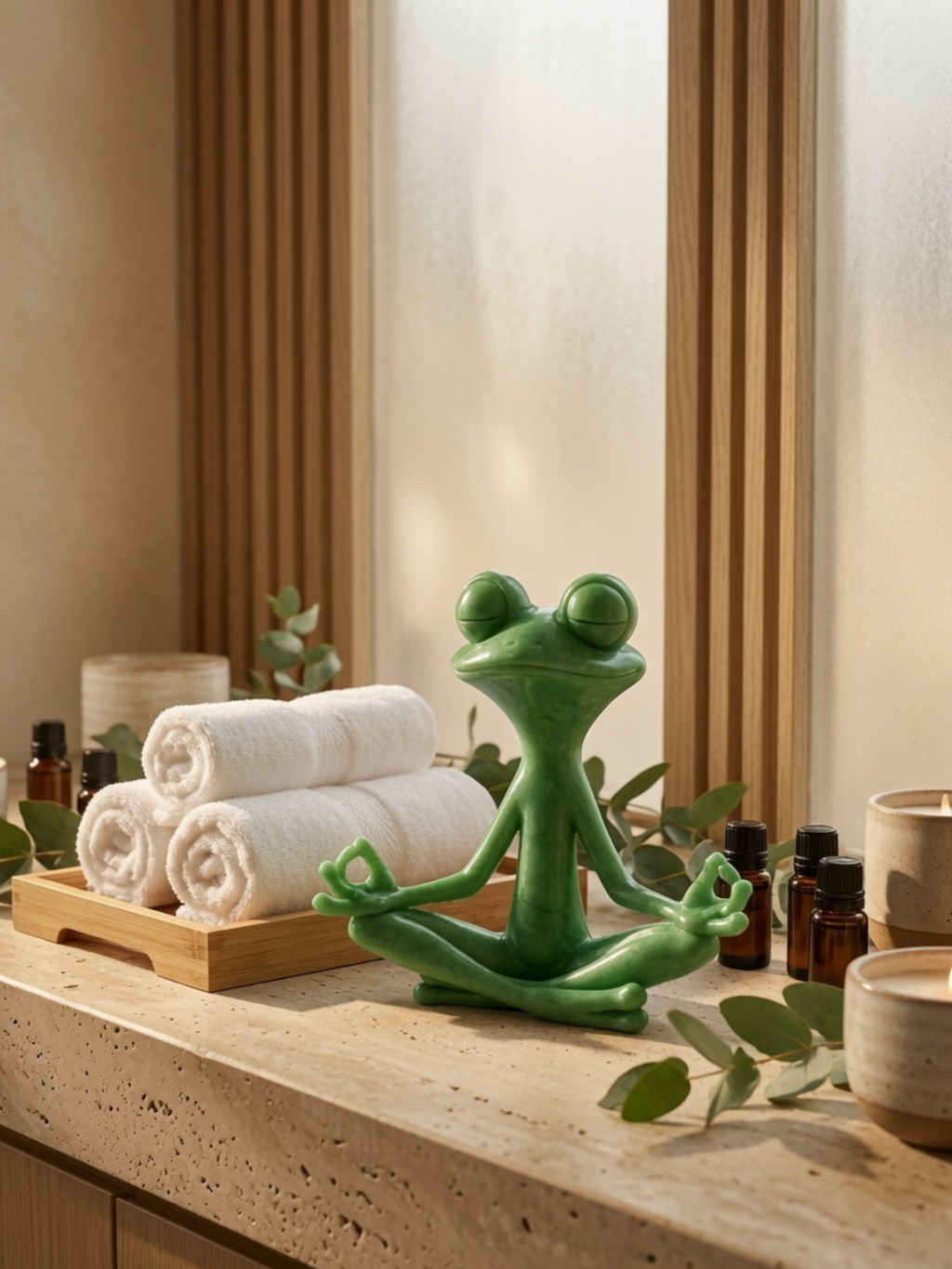 Zen Vibe Meditation Frog Statue | Cute Yoga Frog Desk Decor | Relaxing Home & Office Decoration | Mindfulness Gift | DesiDecors
