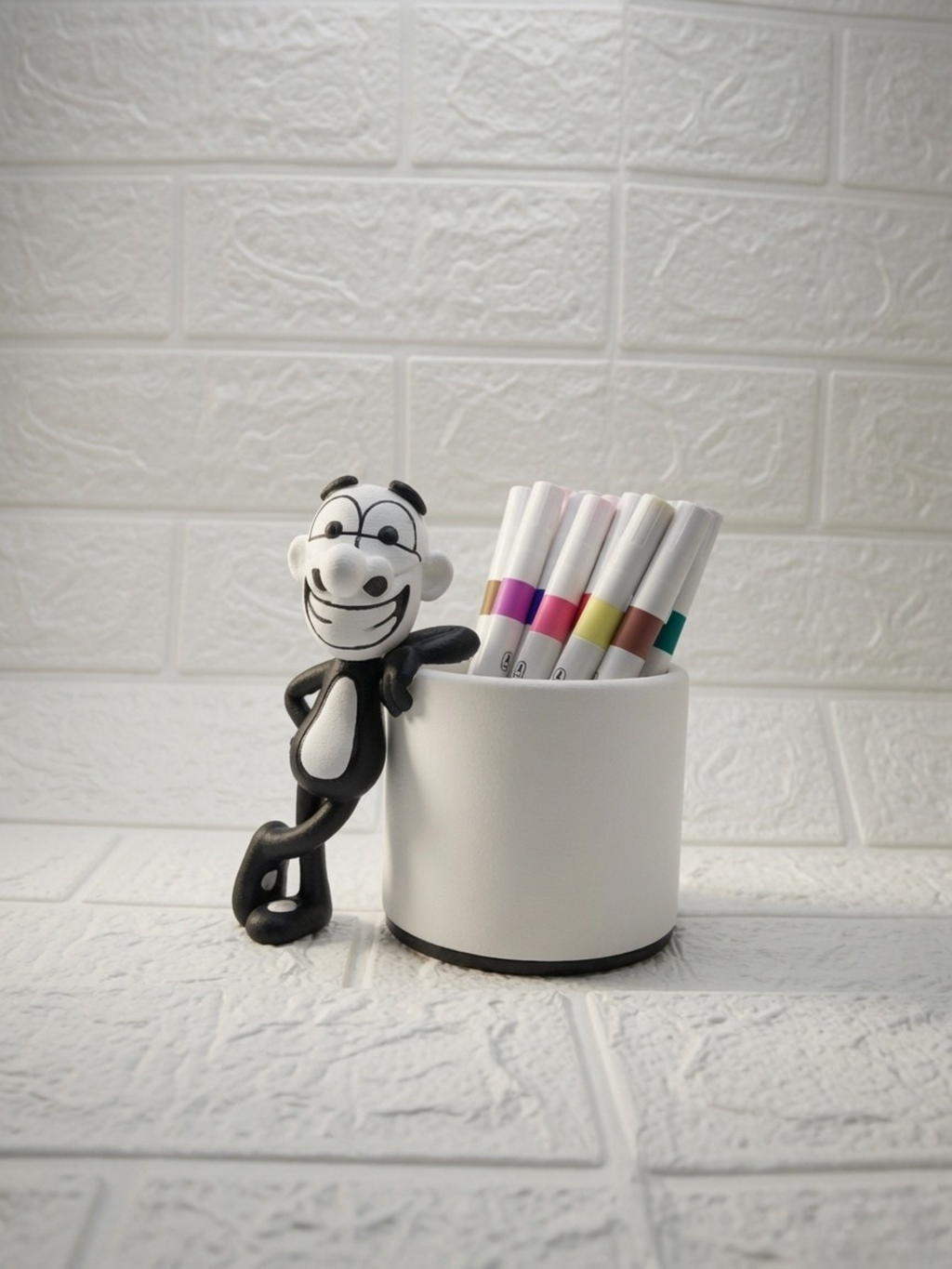 Cute Leaning Buddy Pen Stand | Funny Desk Organizer | Premium 3D Printed Pencil Holder