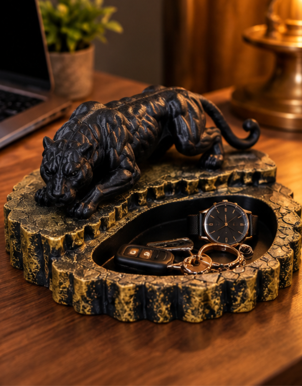 Panther Jewelry Holder | Luxury Black Panther Ring & Bracelet Organizer