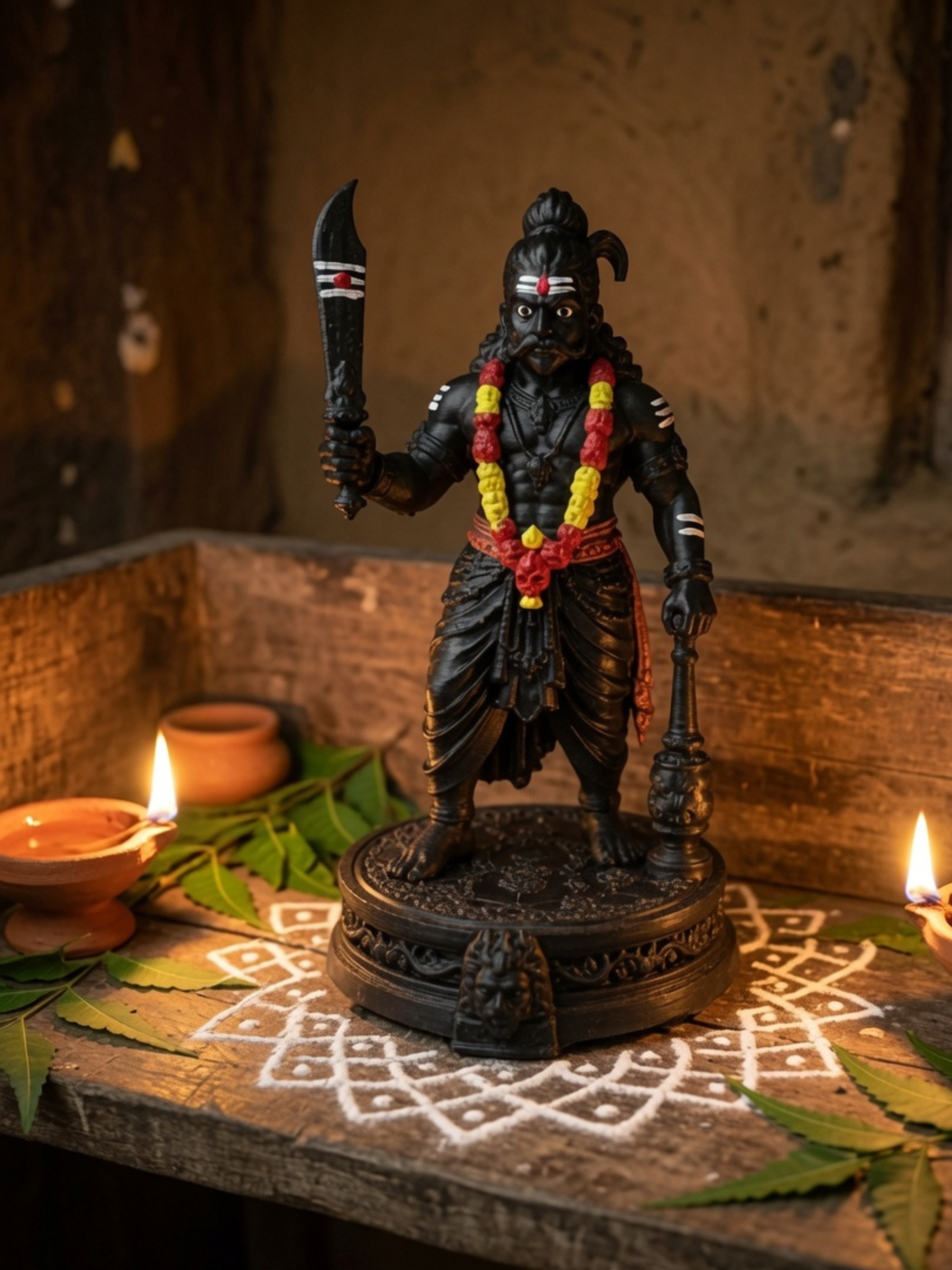 Karuppasamy Statue | Authentic Tamil Guardian Deity Idol | Premium Karuppu Sami Vigraham for Home, Office & Pooja Room | DesiDecors