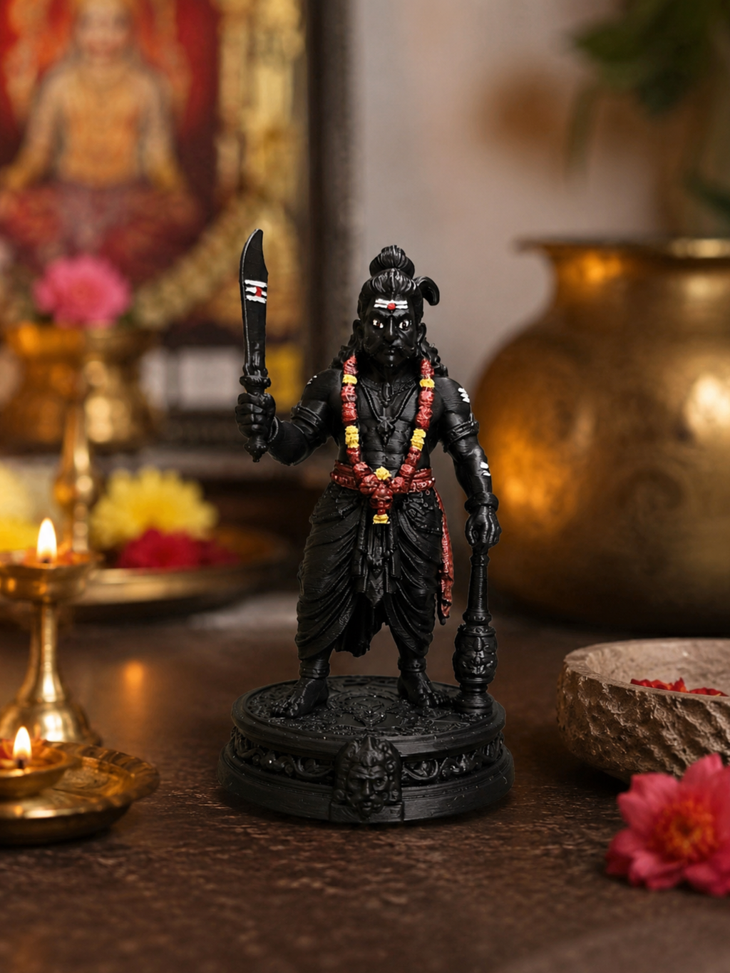 Karuppasamy Spiritual Decor Statue | Tamil Guardian God Idol for Home & Desk