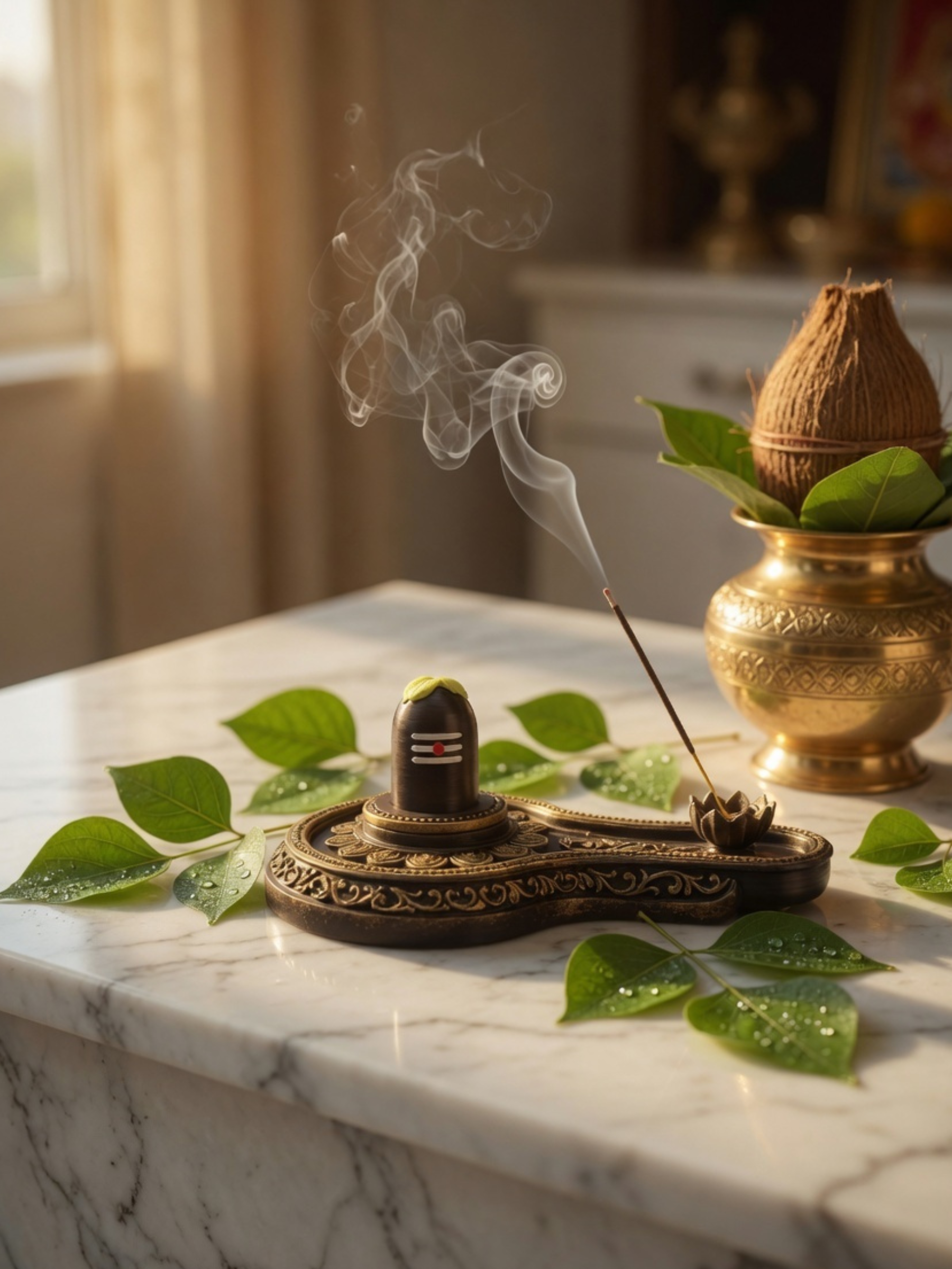 Shiva Lingam Incense Holder for Pooja Room | Spiritual Home Décor & Mahadev Gift