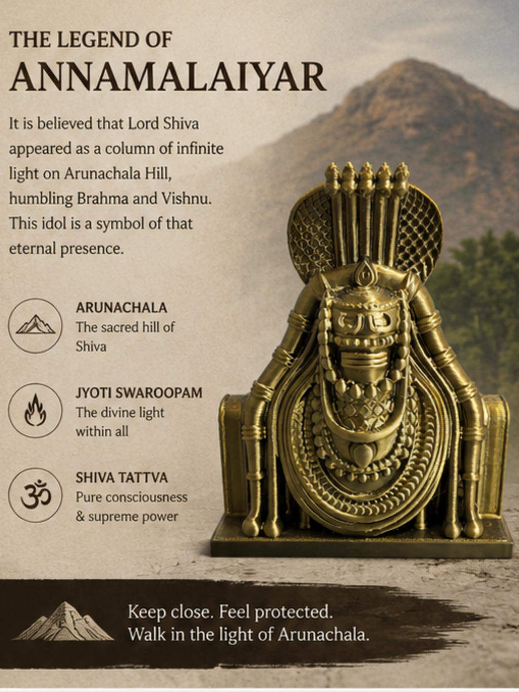 Annamalaiyar Statue | Thiruvannamalai Arunachaleswarar Idol for Home, Office & Pooja Room | Premium Spiritual Decor | DesiDecors