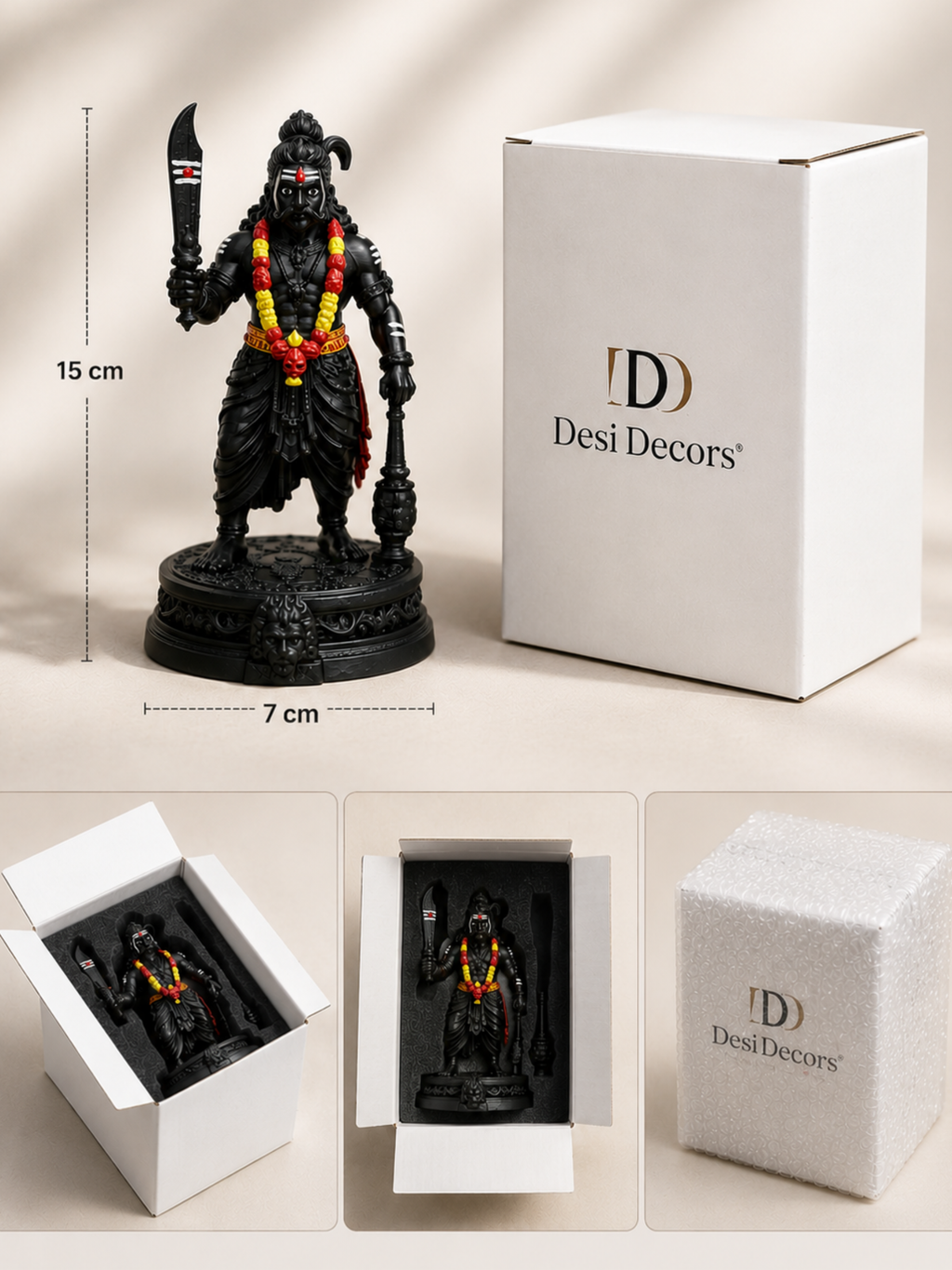 Karuppasamy Statue | Authentic Tamil Guardian Deity Idol | Premium Karuppu Sami Vigraham for Home, Office & Pooja Room | DesiDecors