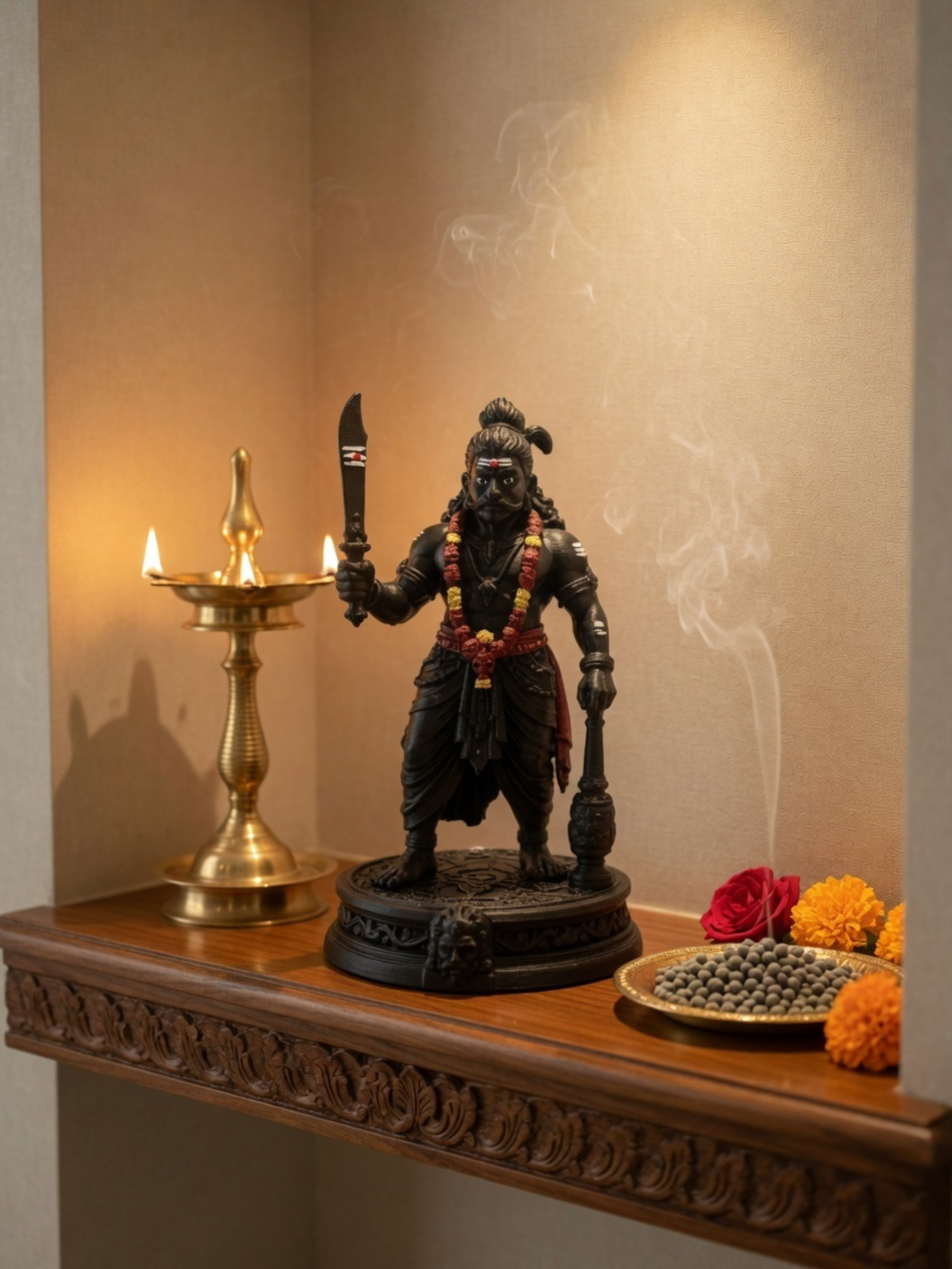 Karuppasamy Spiritual Decor Statue | Tamil Guardian God Idol for Home & Desk
