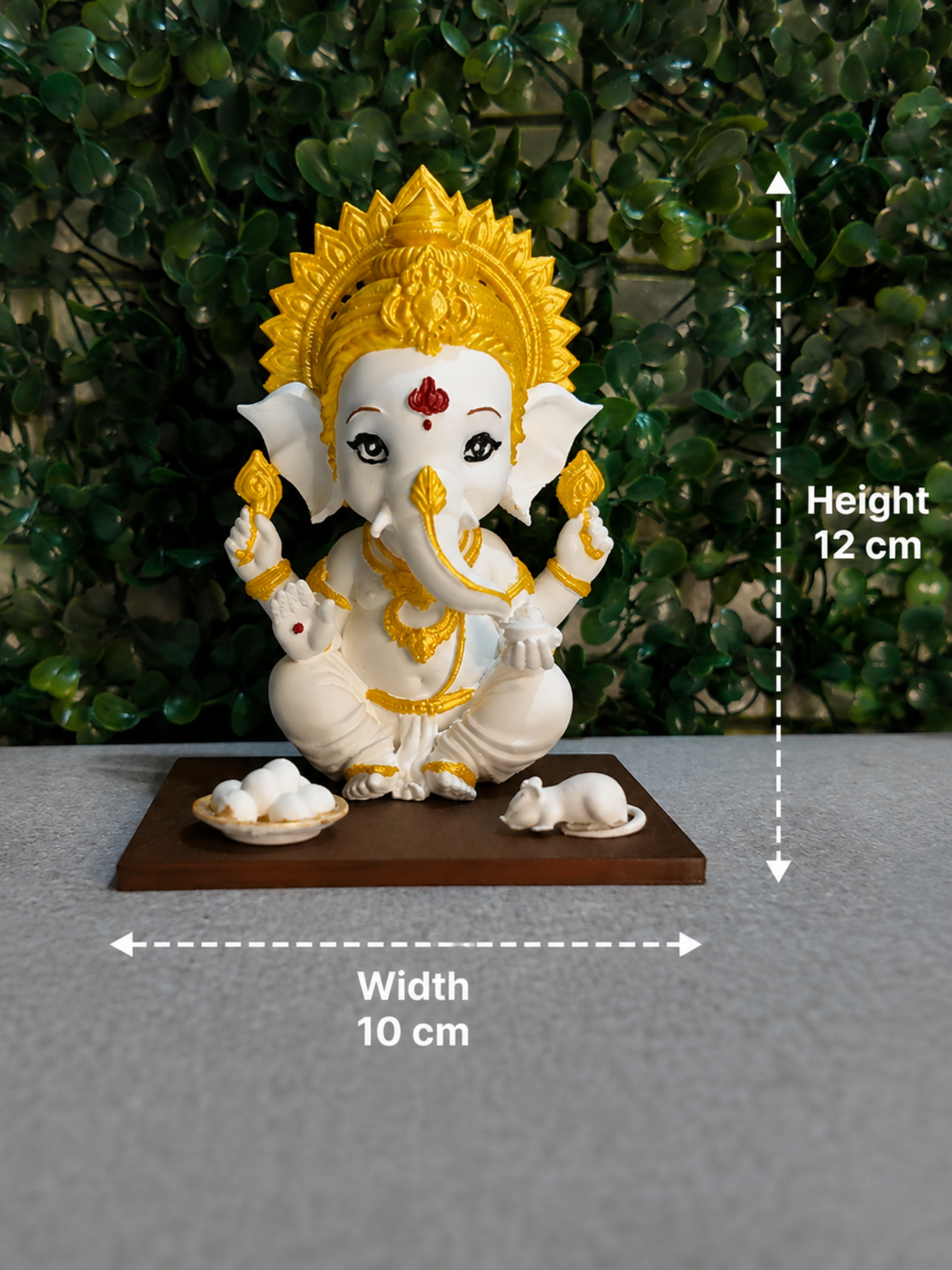 Premium Ganesha Idol for Home & Pooja Room | White & Gold Ganesh Murti | 12 cm | Aatman Arts