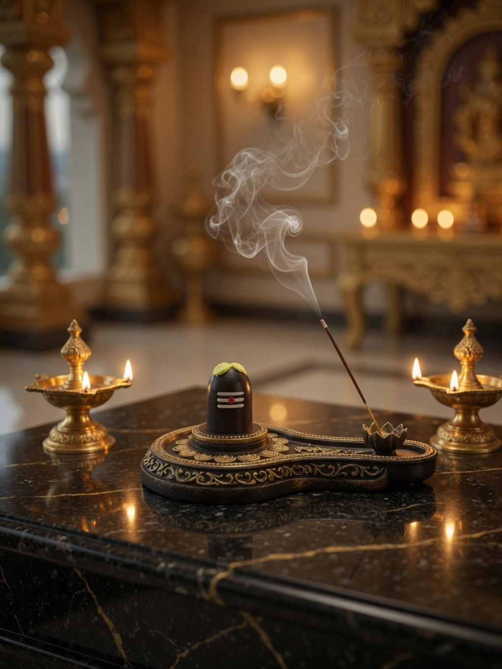 Shiva Lingam Incense Holder for Pooja Room | Spiritual Home Décor & Mahadev Gift