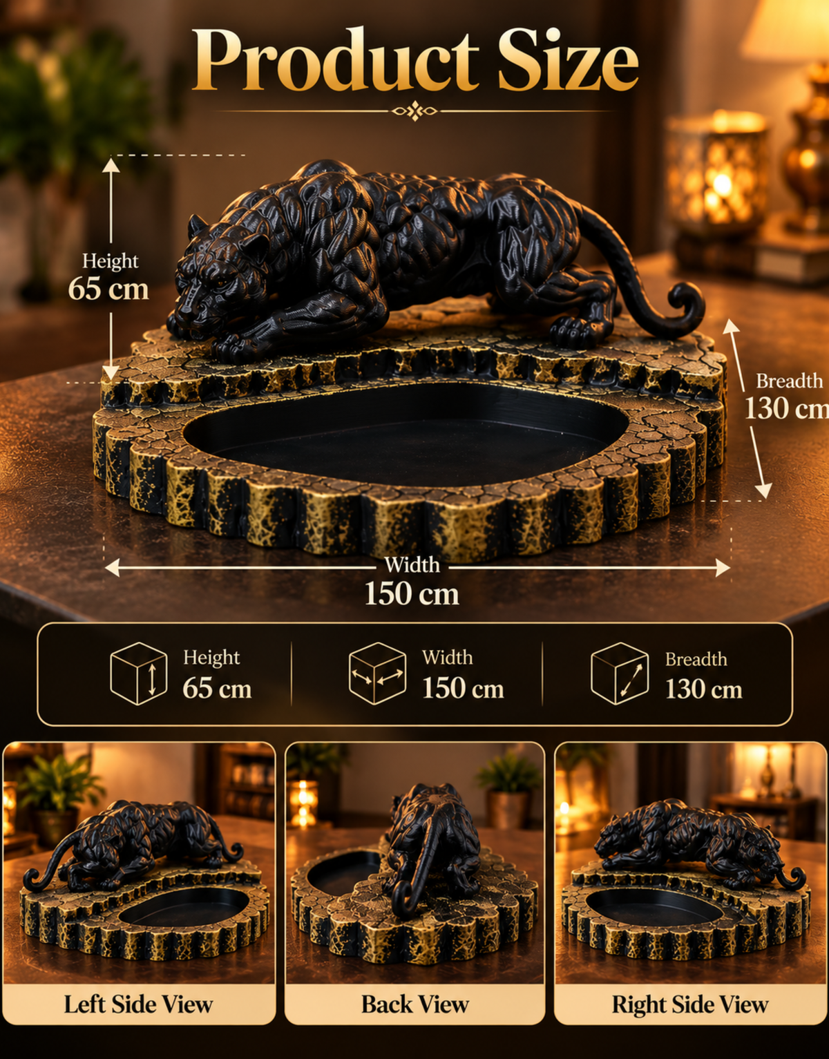 Panther Jewelry Holder | Luxury Black Panther Ring & Bracelet Organizer