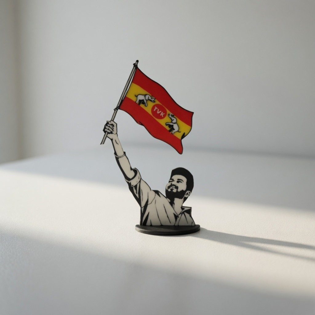 TVK Vijay Flag Desk Idol – Desk Decor for Fans | Desk Showpiece