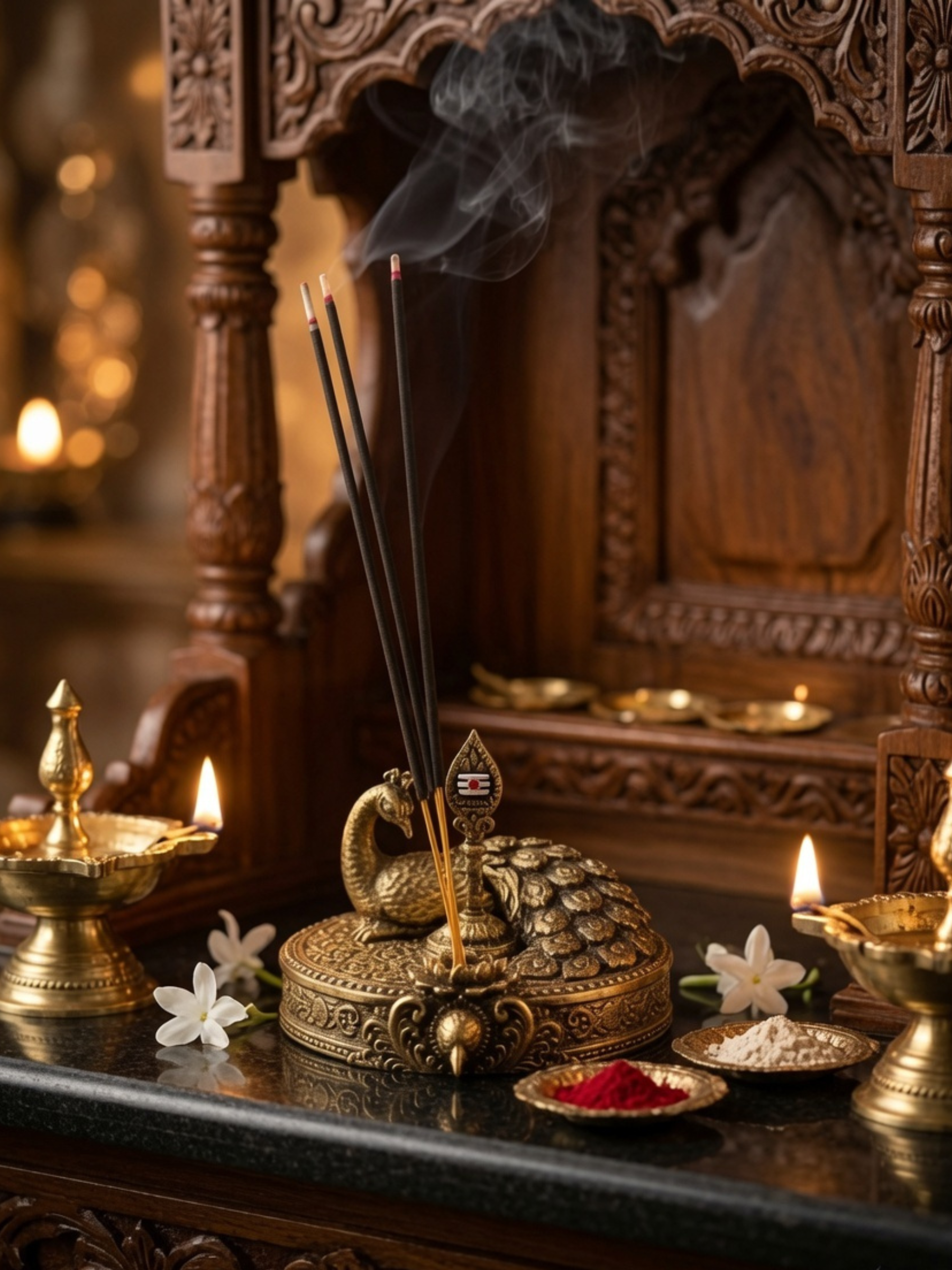 Lord Murugan Vel Incense Holder | Peacock Agarbatti Stand for Pooja Room | Premium Spiritual Home Decor | Skanda, Karthikeya & Subramanya Devotional Gift | DesiDecors