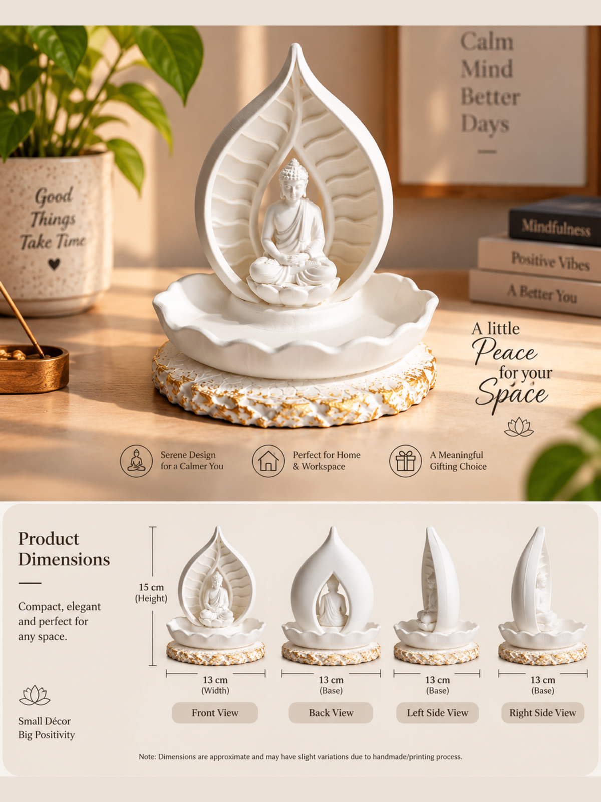 Buddha Zen Garden with Sand & Rake | Mini Meditation Garden Decor