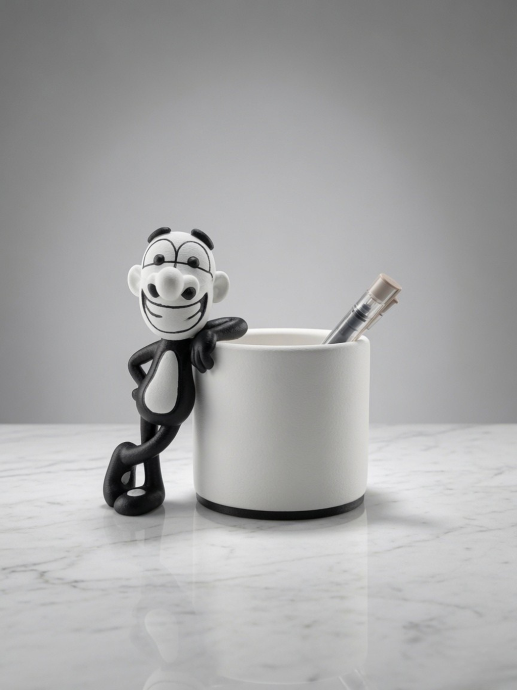 Cute Leaning Buddy Pen Stand | Funny Desk Organizer | Premium 3D Printed Pencil Holder