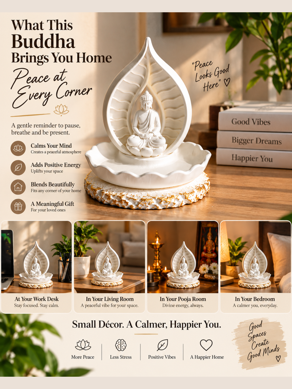 Buddha Zen Garden with Sand & Rake | Mini Meditation Garden Decor