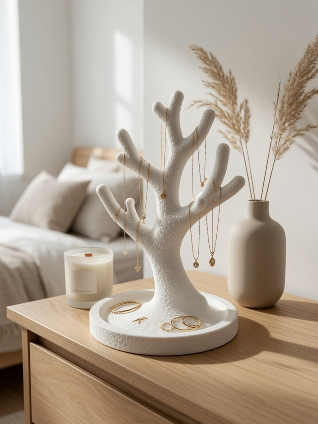 Minimalist Jewelry Tree Organizer | Necklace, Ring & Bracelet Holder Stand | Vanity Table Jewelry Display | Premium Home Decor | DesiDecors