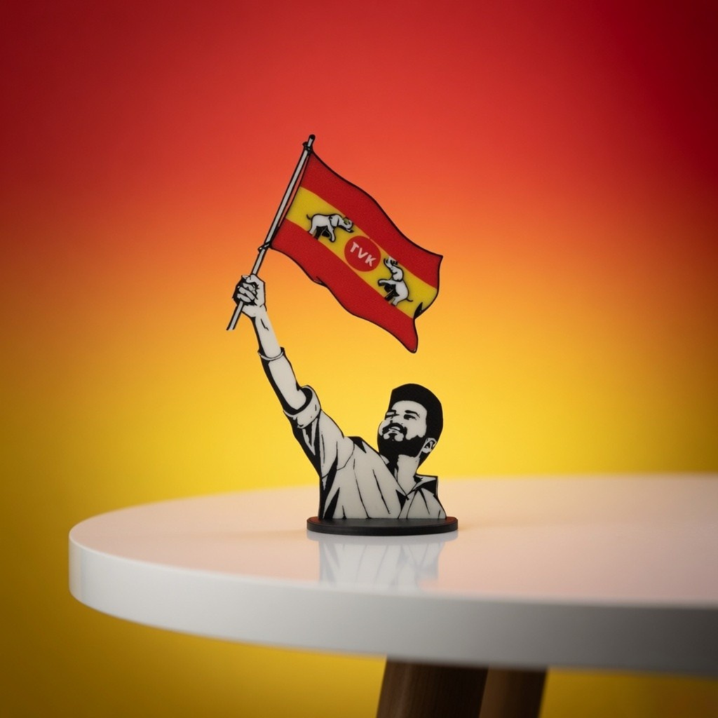 TVK Vijay Flag Desk Idol – Desk Decor for Fans | Desk Showpiece