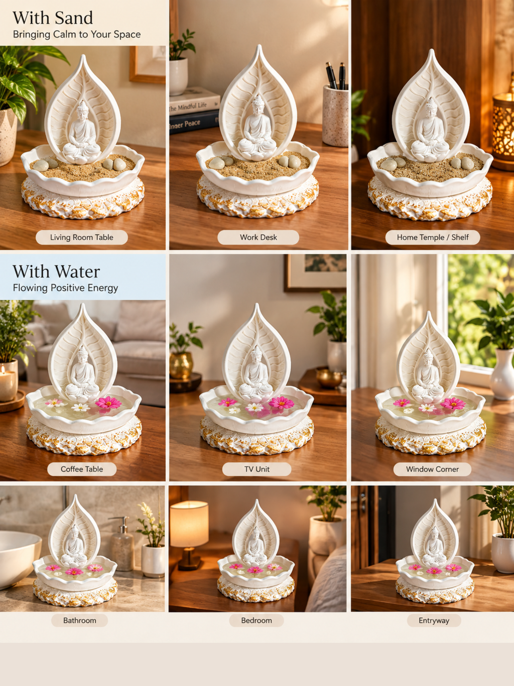 Buddha Zen Garden with Sand & Rake | Mini Meditation Garden Decor