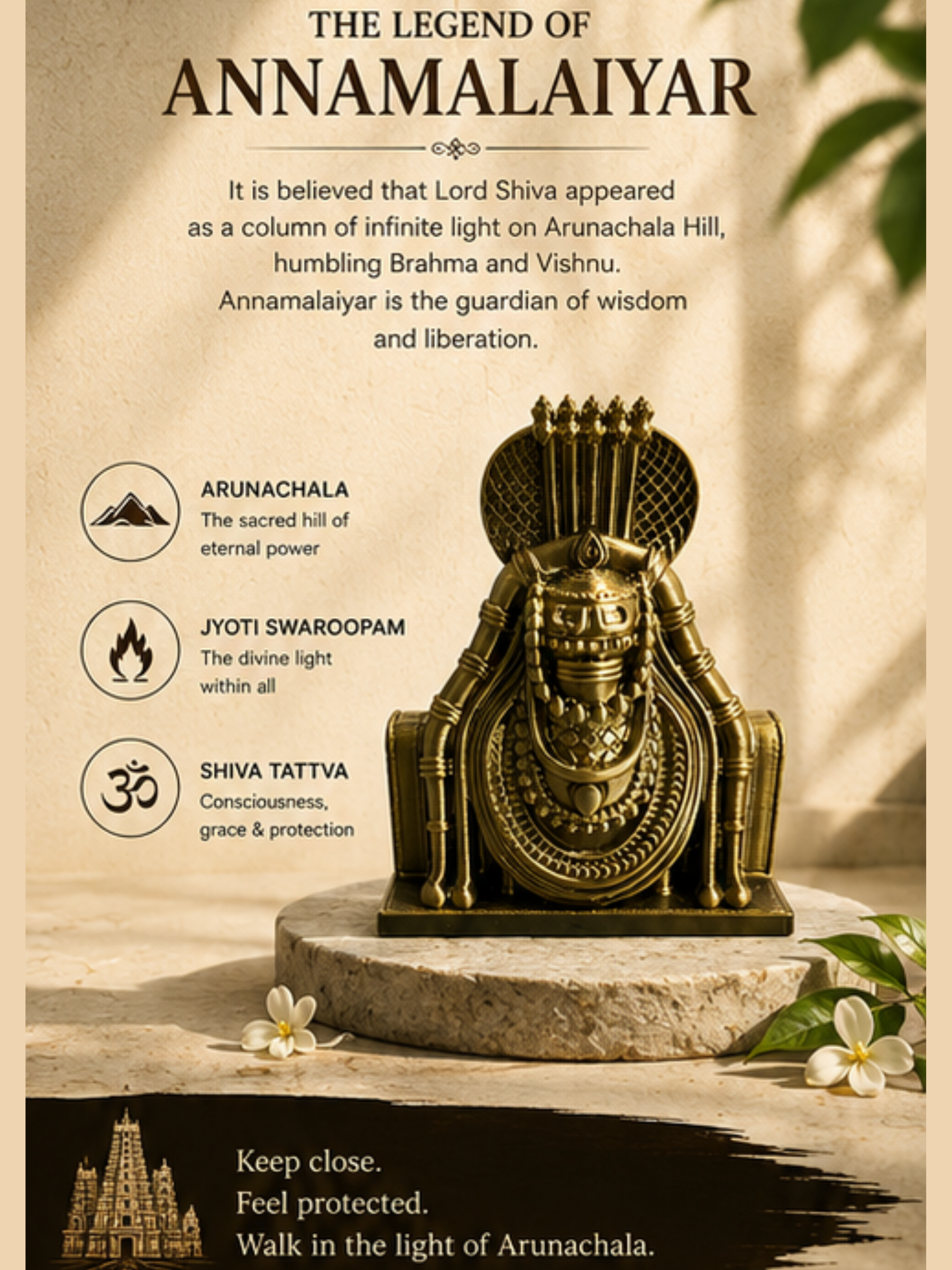 Annamalaiyar Statue | Thiruvannamalai Arunachaleswarar Idol for Home, Office & Pooja Room | Premium Spiritual Decor | DesiDecors